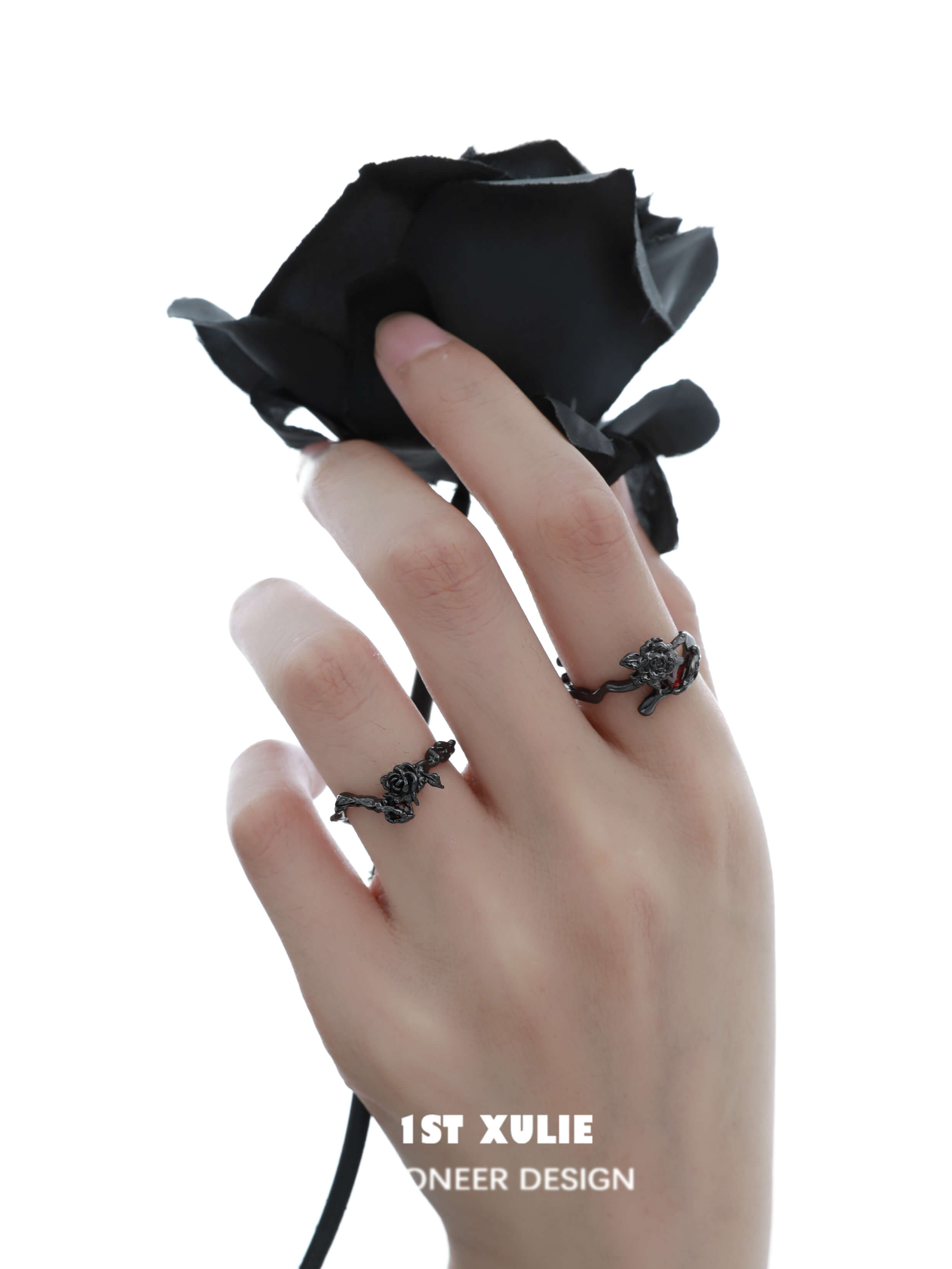 Taboo Rose S925 Sterling Silver Dark Rose Rings for Women - Elegant Gothic Jewelry for Parties, Weddings & Everyday Wear