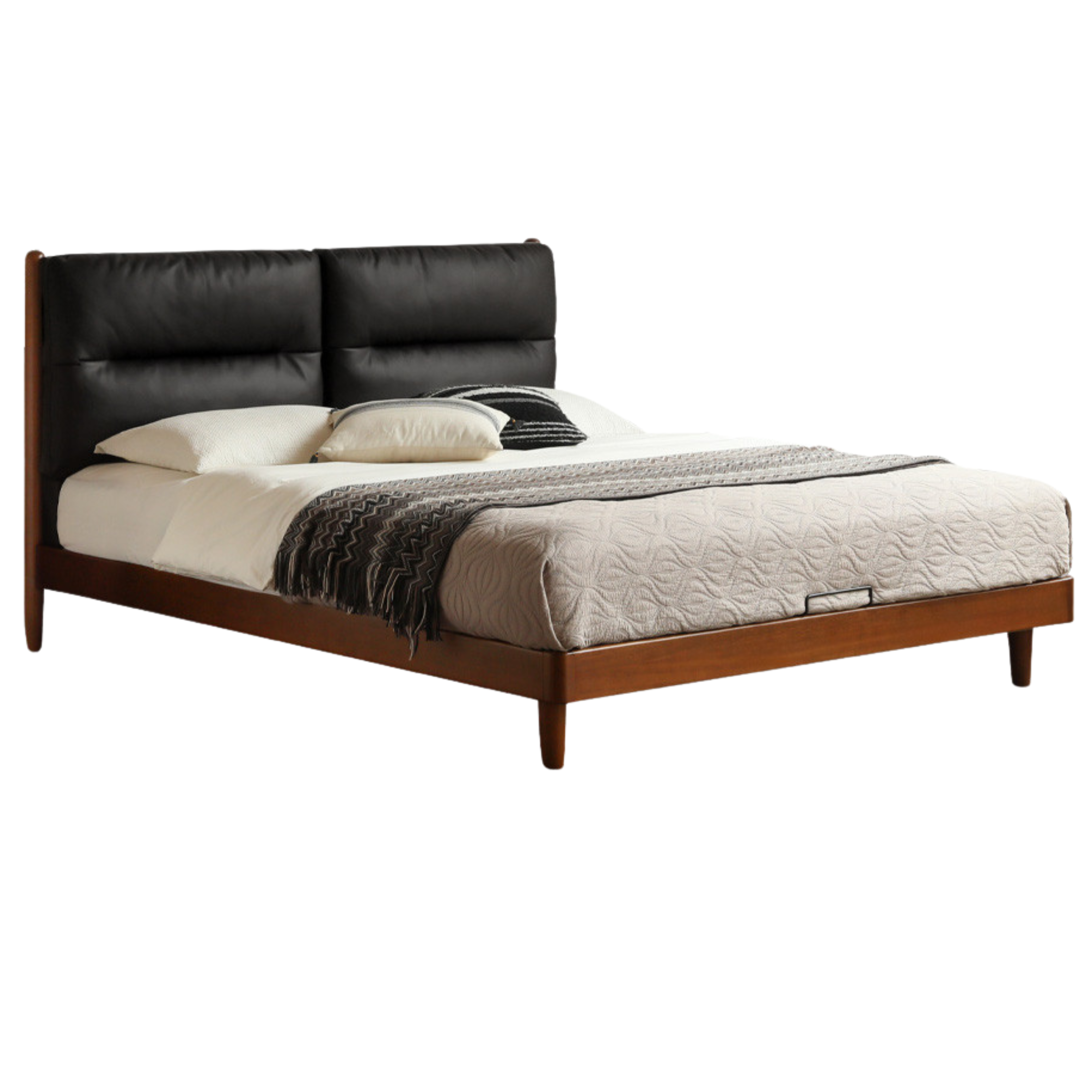 Solid Poplar Wood Bed Frame - Queen Size Retro Platform Bed with Soft Upholstered Headboard - Perfect for Master Bedroom, Guest Room, and Cozy Farmhouse Decor