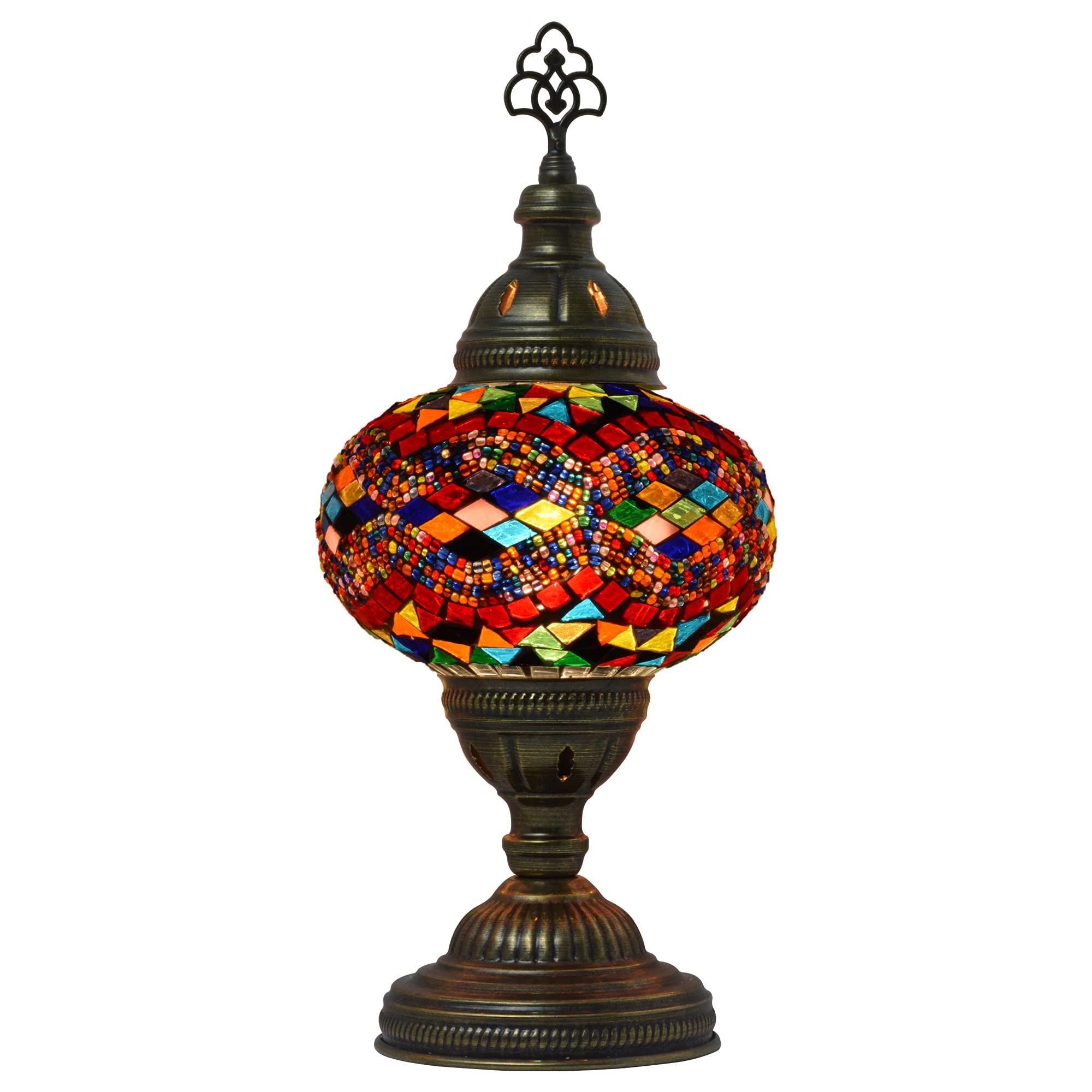 MOZAIST Turkish Mosaic Table Lamp - Antique Moroccan Stained Glass Tiffany Style Bedside Lamp with US Plug & E12 Socket - Perfect for Boho Home Decor, Bedroom Nightstand, Living Room Accent Lighting