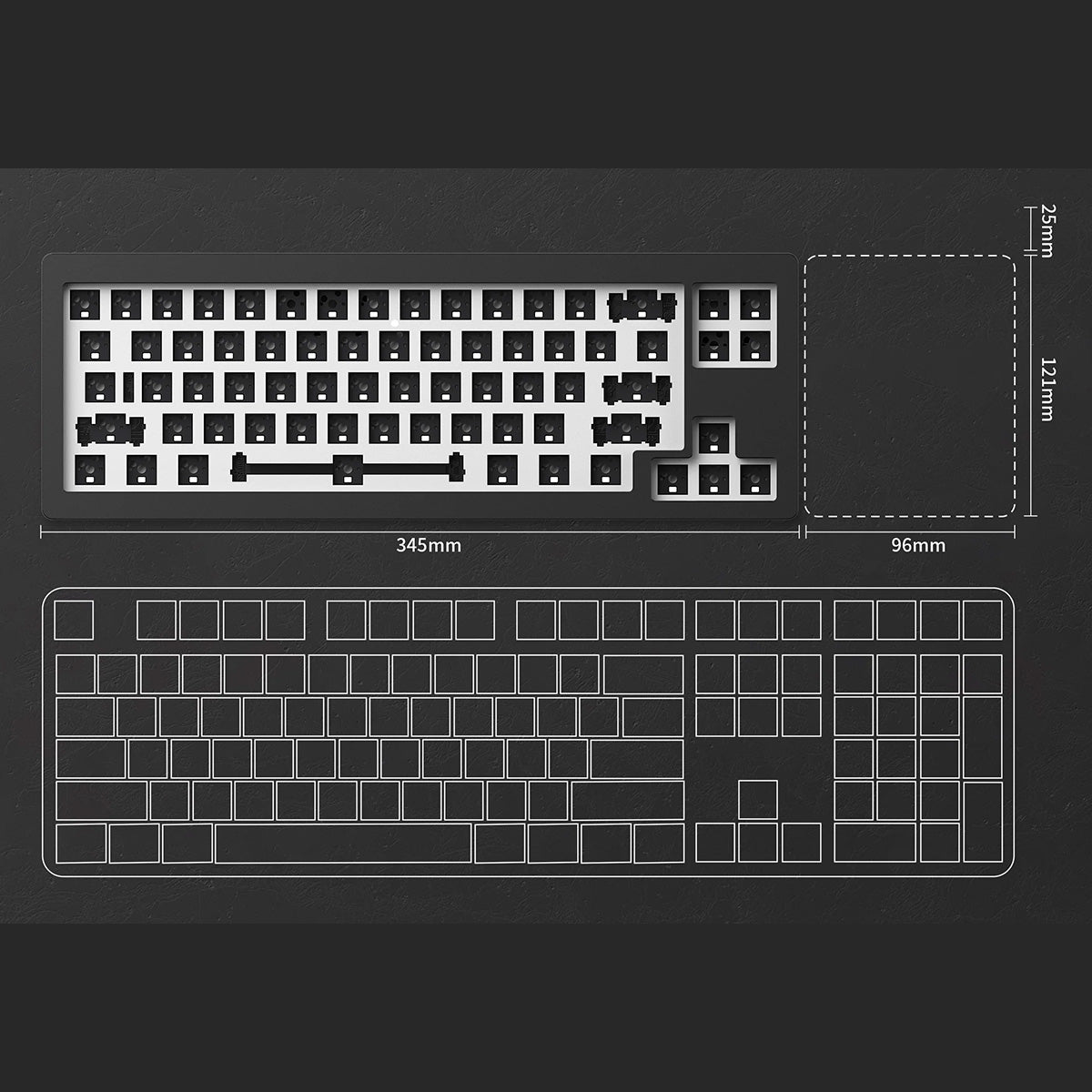 Akko Monsgeek M7 Black 65% Compact RGB Hot-Swappable Barebone Mechanical Keyboard for Gaming, Typing & Office Work - DIY Custom Keyboard Kit for PC/Mac Users
