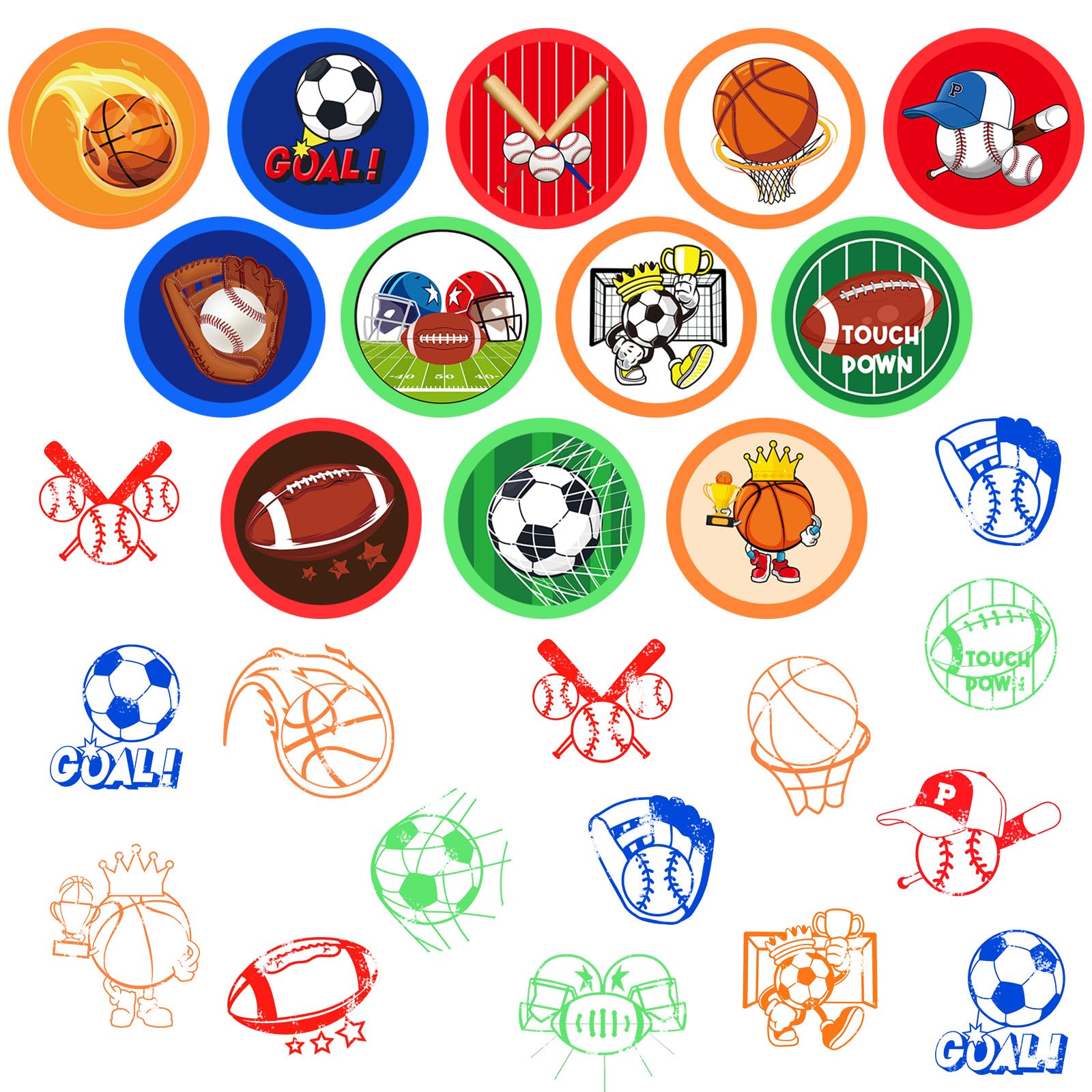 24-Piece Sports Themed Stampers Set for Kids - Football, Basketball, Baseball & Soccer Party Favors, Classroom Rewards, Goody Bag Fillers - Perfect for Birthday Parties, School Incentives & Sports-Themed Events