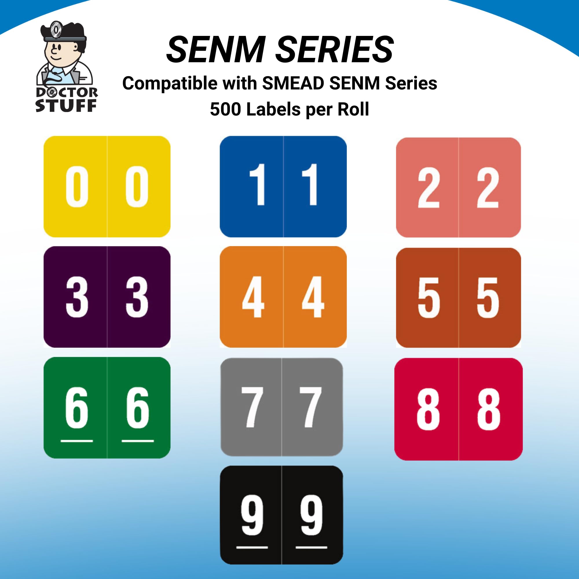 Doctor Stuff File Folder Labels - Complete Set of Numbers 0-9 (500 Labels/Roll, 10 Rolls) - 1