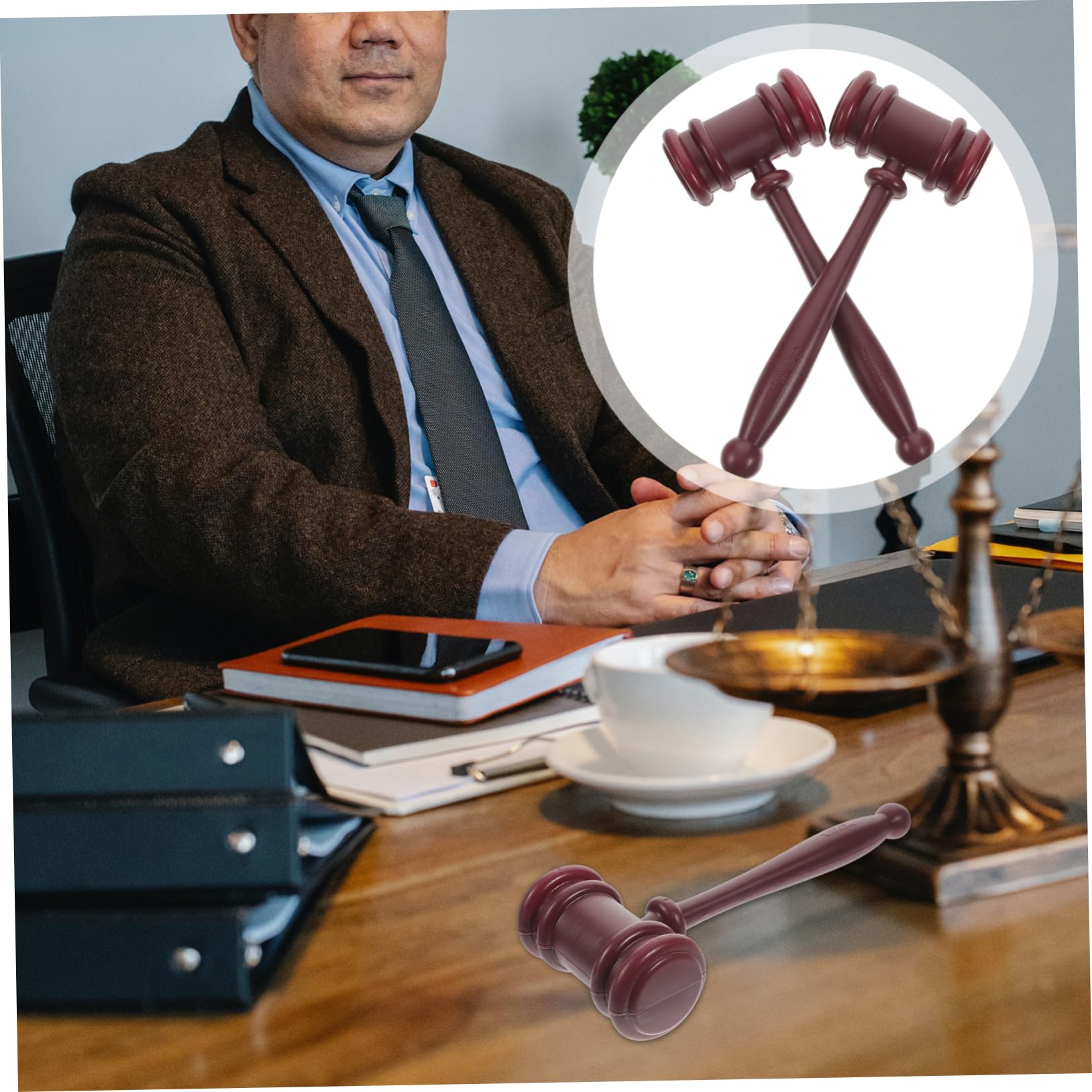 LALADEFIEE 2-Piece Kids Judge Gavel Toy Set - Wooden Mallet for Courtroom Role Play, Auction Games & Pretend Play - Fun Educational Toy for Children's Courtroom Dramas and School Plays
