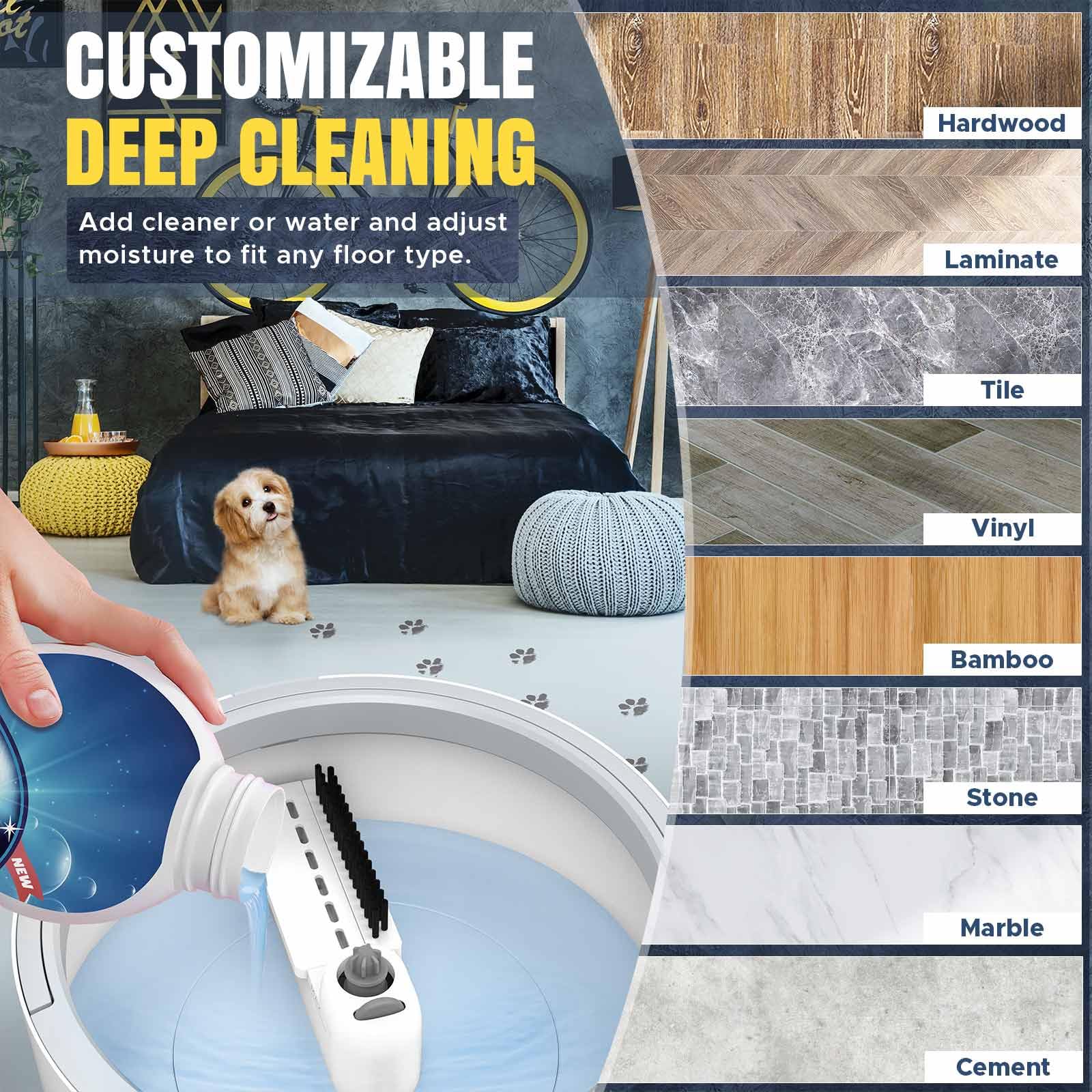 VENETIO Innowellclean Spin Mop and Bucket Set with 5 Washable Microfiber Pads - Self-Wringing Wet Dry Mop System for Hardwood, Laminate, Tile Floors | Ideal for Kitchen, Bathroom & Home Deep Cleaning