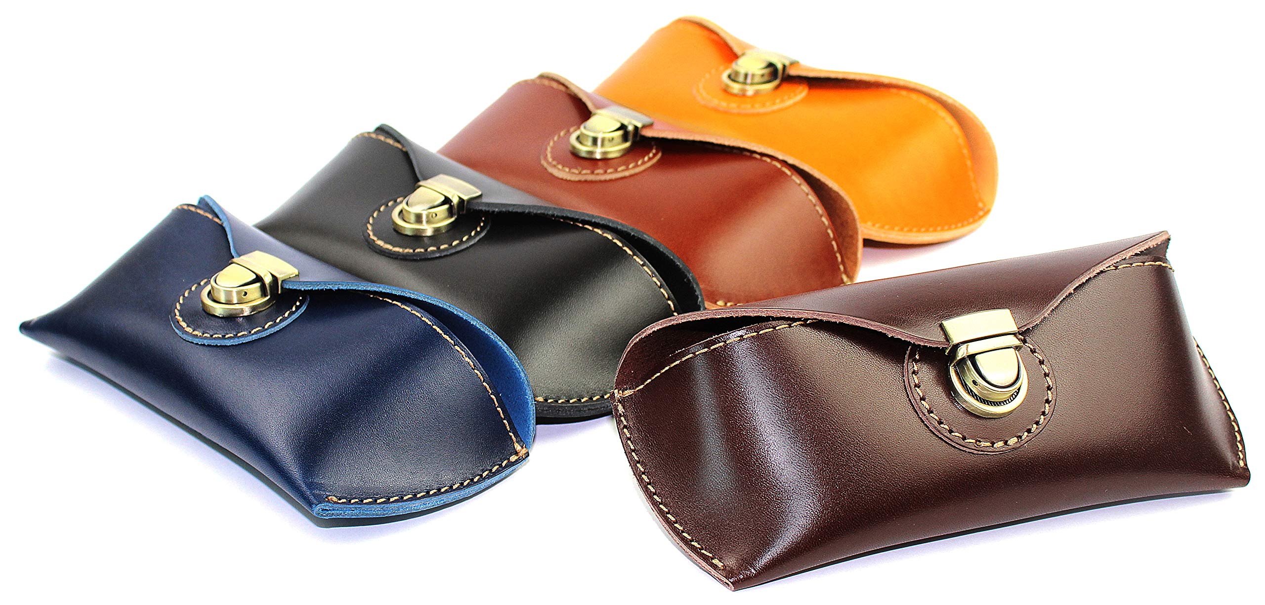 DK86 Genuine Leather Glasses Case - Premium Sunglasses Pouch for Men & Women - Eyeglass Holder for Travel, Office & Daily Use