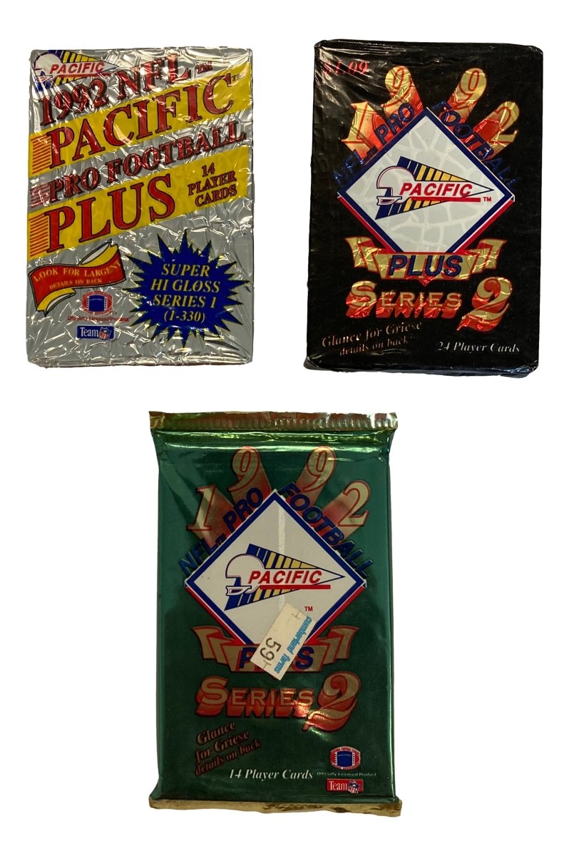 Lot of 6 Vintage 1992 Pacific NFL Football Trading Card Packs - Collectible Sports Memorabilia for Fans & Card Enthusiasts | Perfect for Display, Trading, and Nostalgic Gift Giving