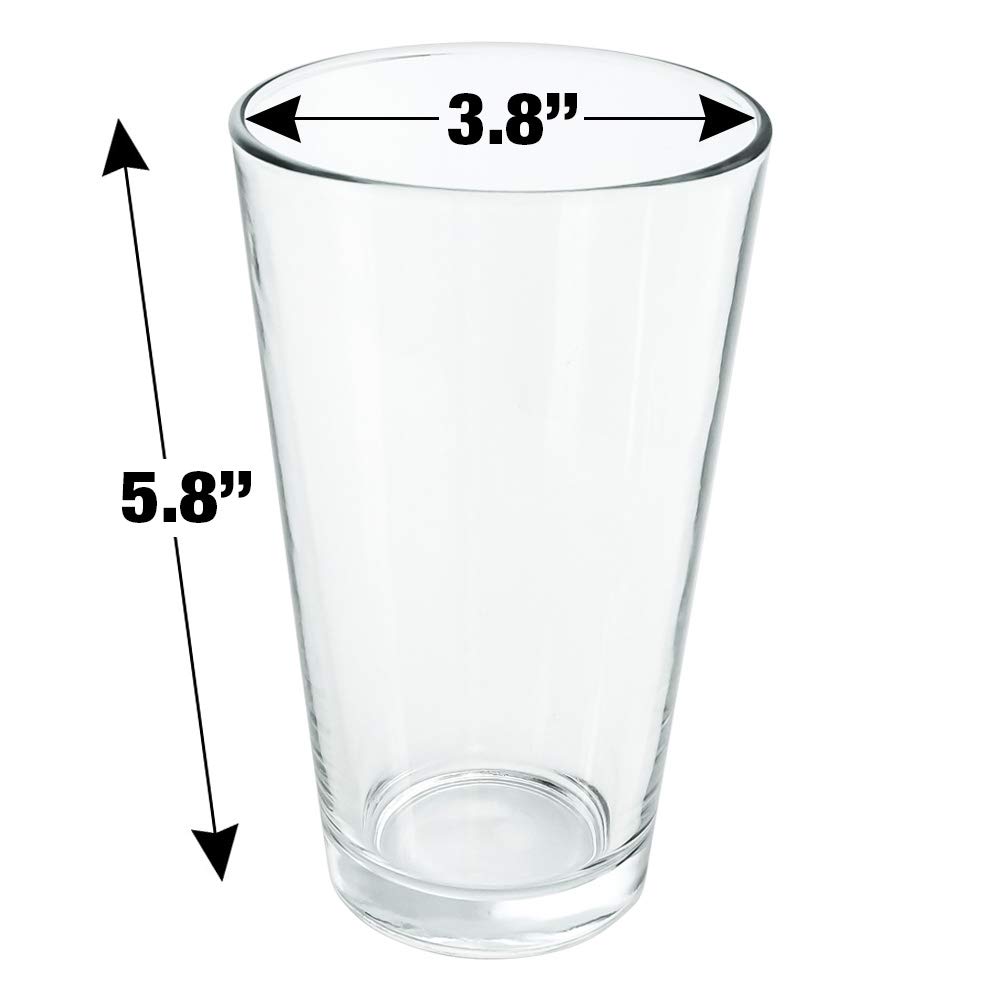 LOGOVISION 16 oz Pint Glass - Tempered Skiing Down Mountain Skier Snow Skis Design - Perfect Fan Gift for Beer, Soda & Cold Beverages - Ideal for Winter Sports Enthusiasts, Après-Ski Drinks & Home Bar Decor