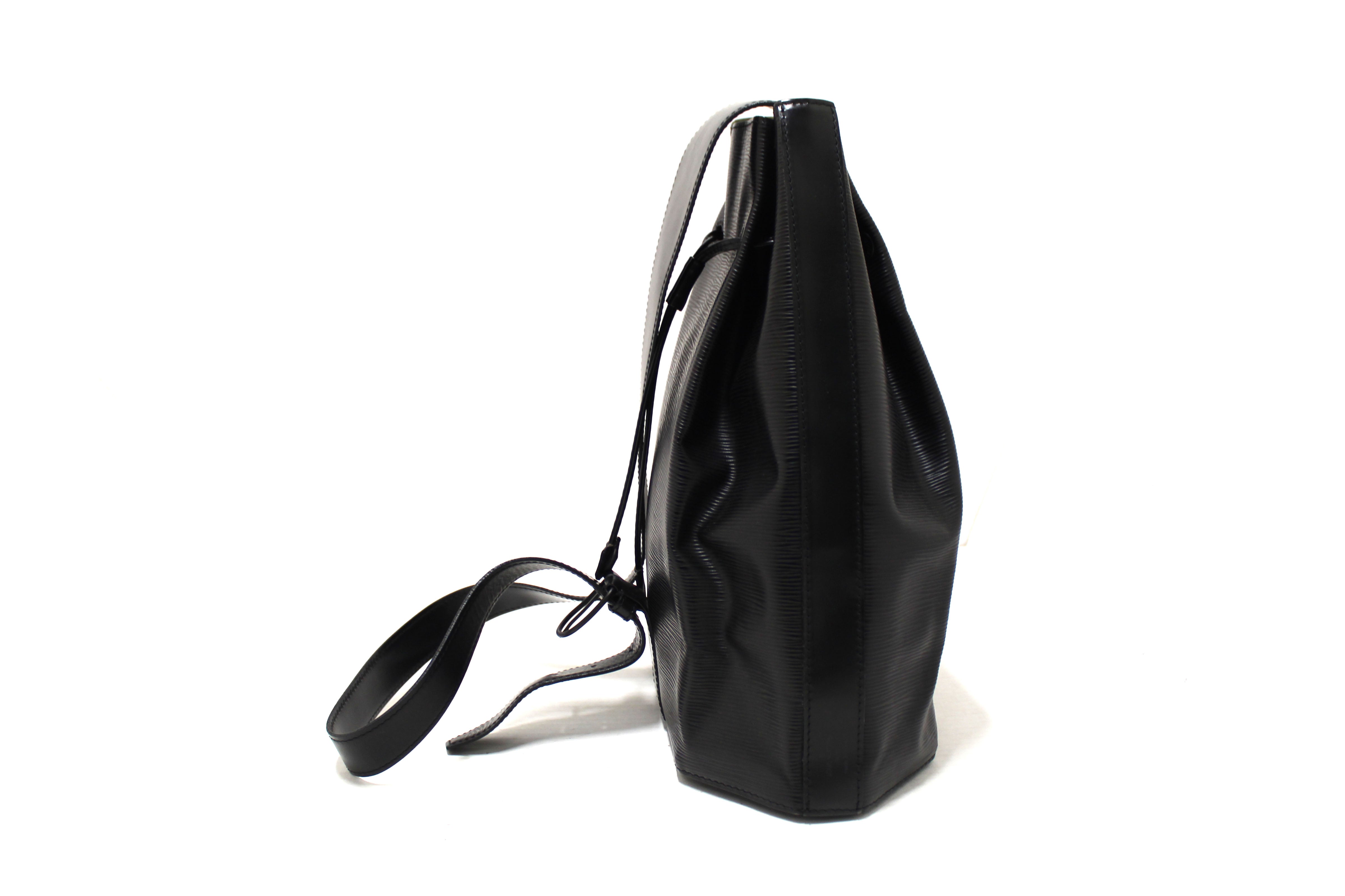 Authentic Louis Vuitton Black Epi Leather Sac a Dos Drawstring Sling Bag for Women - Luxury Designer Backpack for Travel, Work & Everyday Use