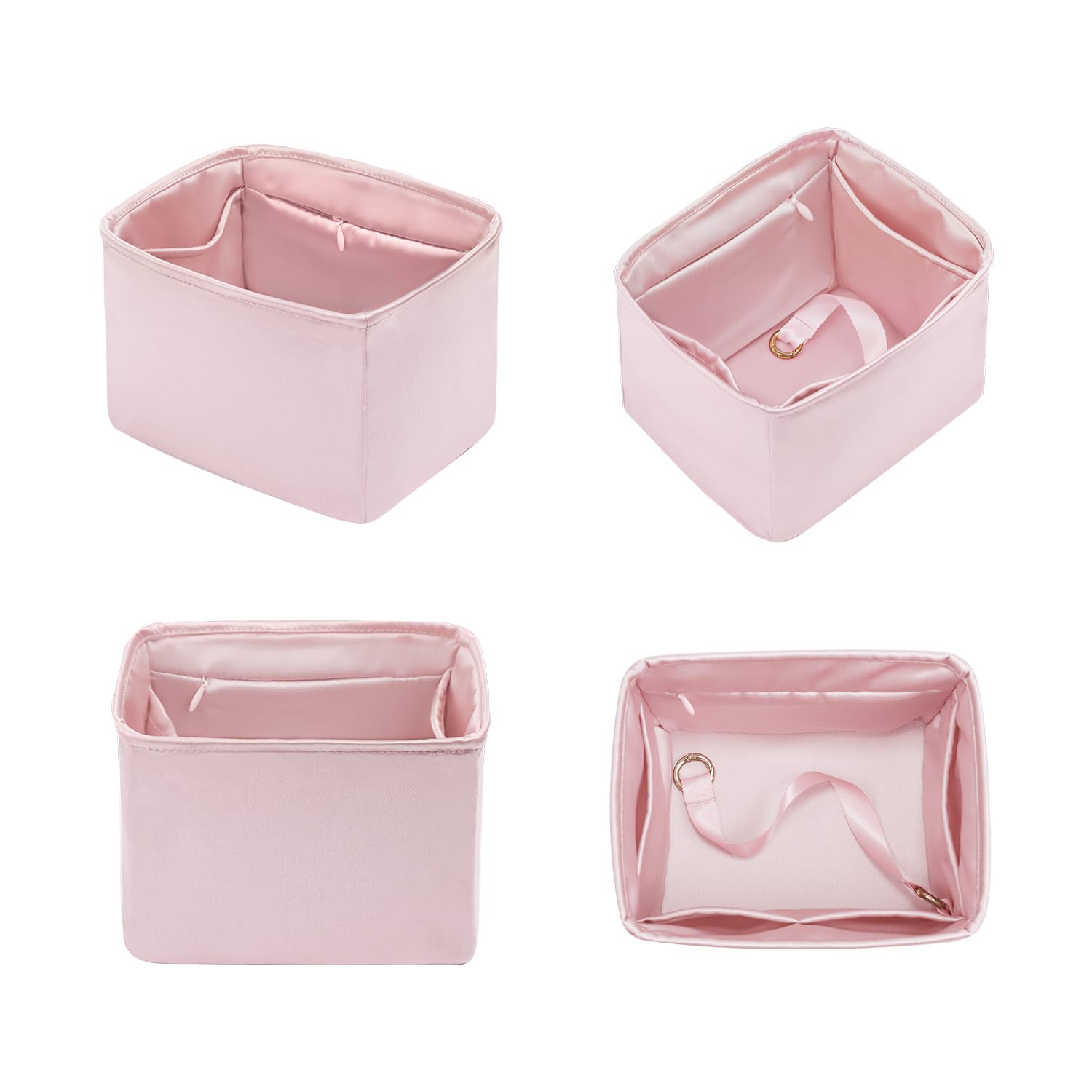 Hermes Picotin 18 Bag Organizer Insert with Zipper - Lightweight Silk Purse Organizer for Picotin 18 - Perfect for Travel, Work & Daily Use (PC18 with Zipper, Pink)