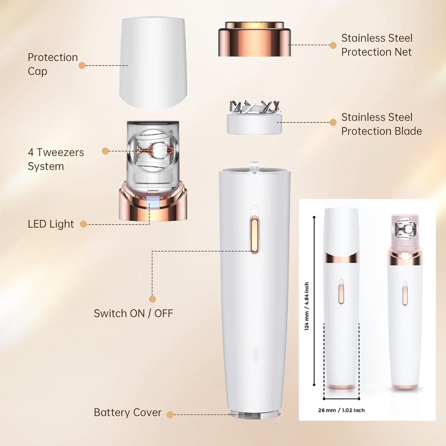 HeroEpilator Facial Hair Remover for Women - 7-in-1 Electric Razor & Painless Body Shaver - 2024 Upgraded Pink Hair Removal Device for Face, Legs, Arms & Bikini Line - Perfect for Travel & Daily Grooming