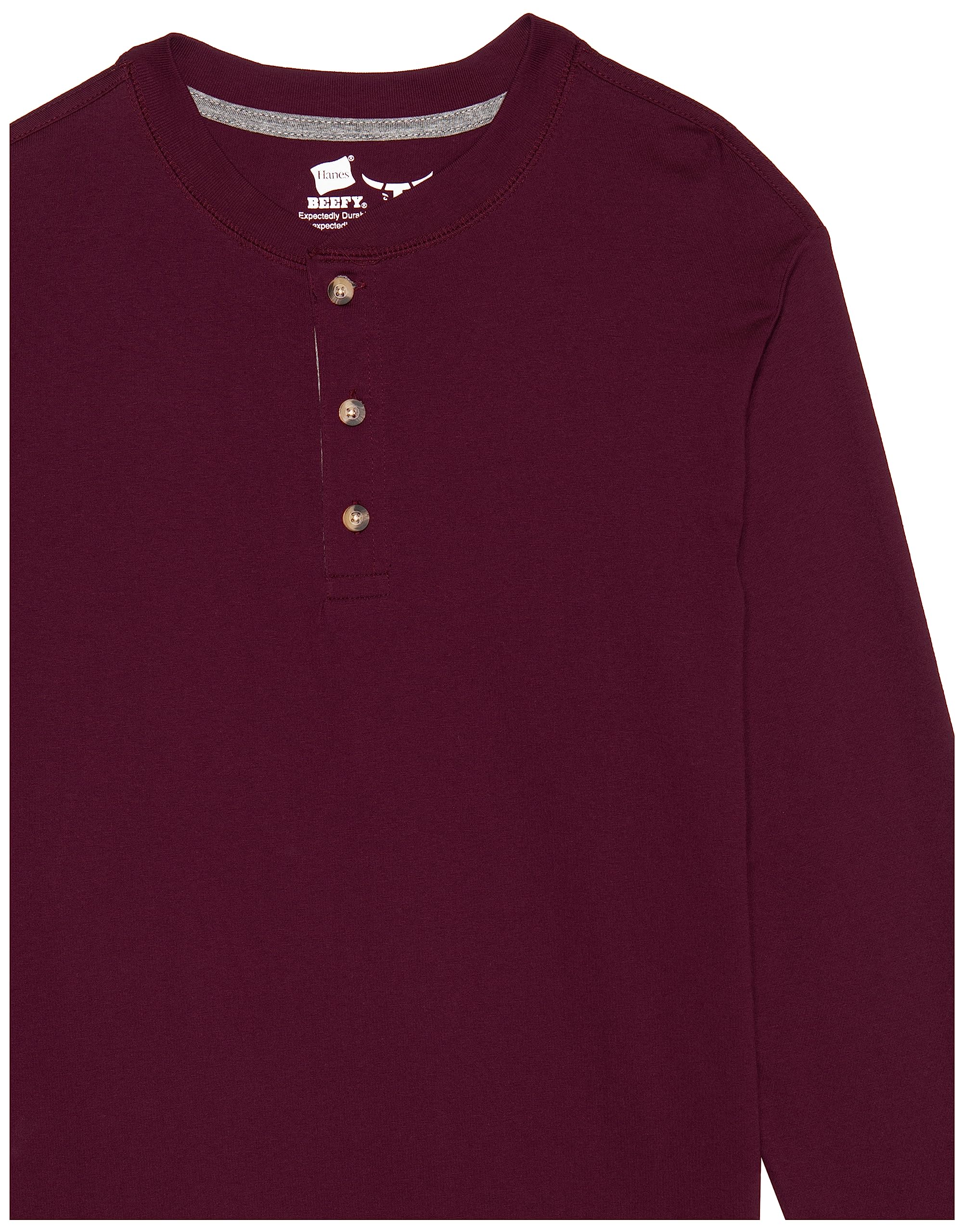 Hanes Men's Beefy-T Long Sleeve Cotton Henley Shirt - Soft & Comfortable Casual Wear for Everyday, Work & Outdoor Activities