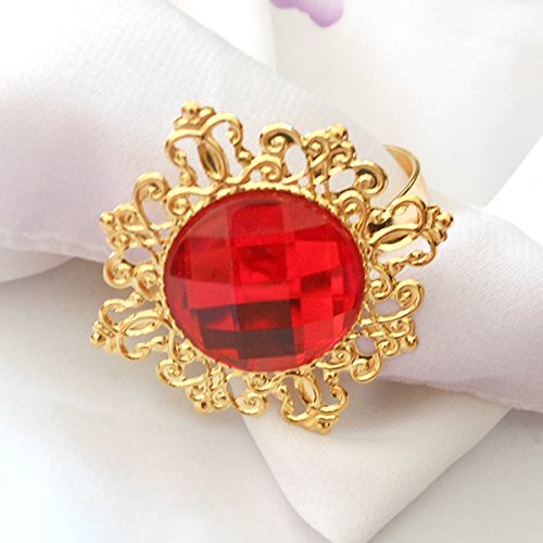 ZiDeTang 100-Pack Red Rhinestone Metal Napkin Rings for Wedding, Party, and Holiday Table Decor - Elegant Dining Accessories