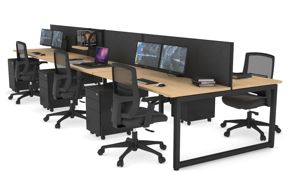 Quadro Loop Legs 6-Person Office Workstation Desk - 1400L x 700W Dimensions - Perfect for Collaborative Workspaces & Team Projects
