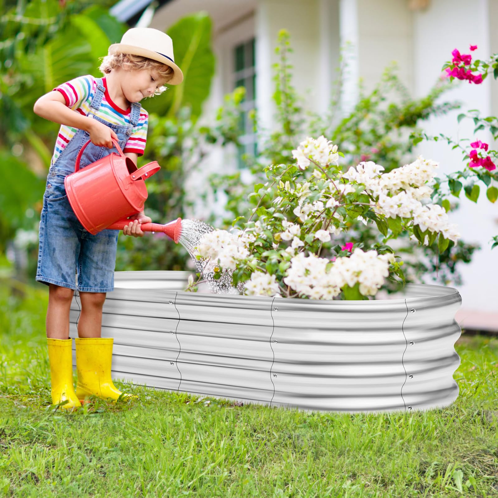 Galvanized Raised Garden Bed Kit - 4x2x1 ft Metal Planter Box for Vegetables, Flowers, Herbs - Rust-Resistant Outdoor Gardening Beds with Open Base Design - Perfect for Backyards, Patios, and Urban Gardens (1 Pack, 4x2x1 ft)