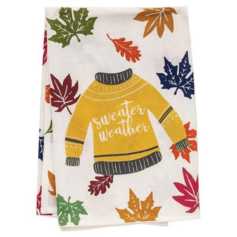 Cozy Fall Sweater Dish Towel Set - Soft Absorbent Kitchen Towels for Drying Dishes & Decor - Autumn Harvest Home Decor for Thanksgiving & Holiday Season
