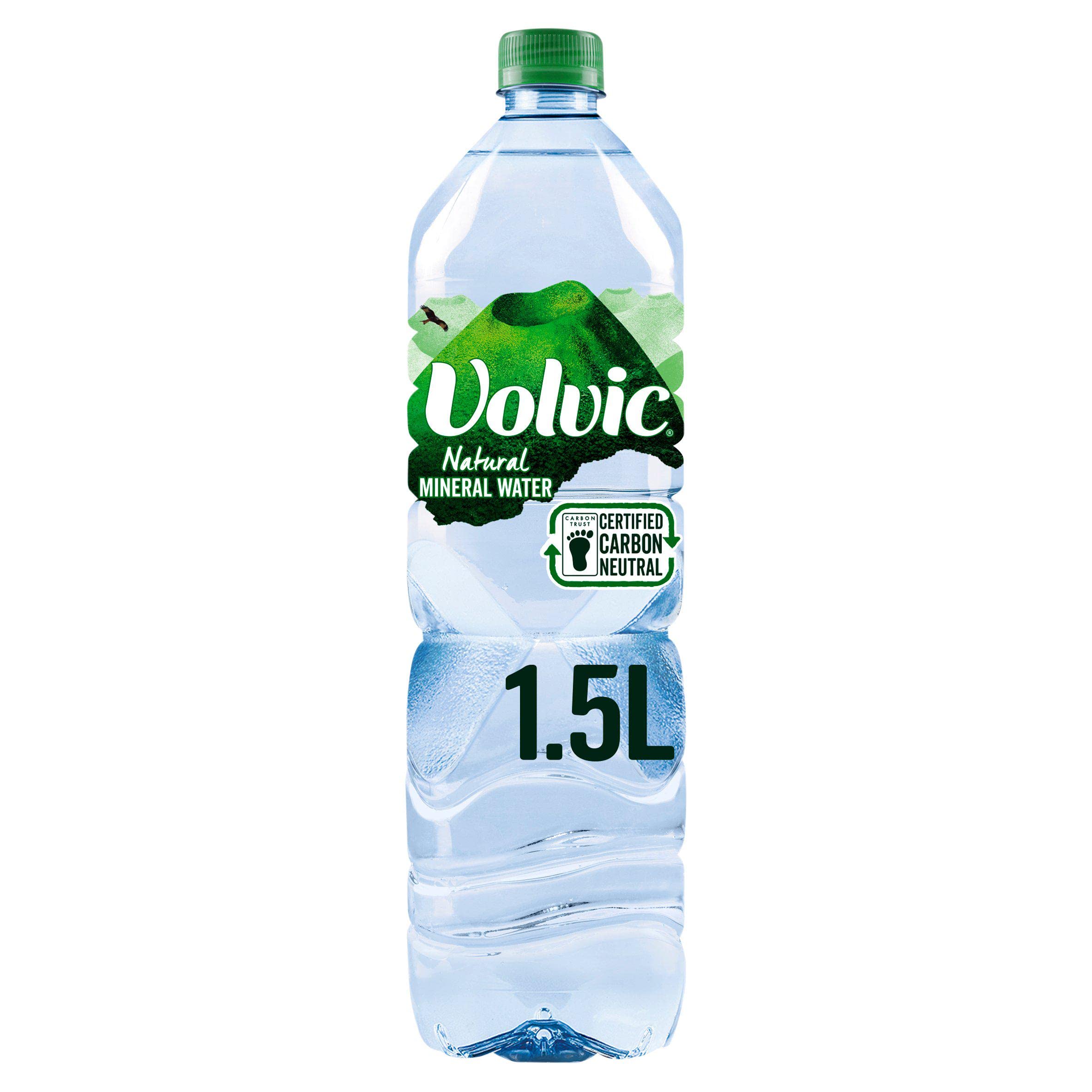 Volvic Natural Mineral Water - 12 Pack of 1.5L Bottles | Alkaline Spring Water with Electrolytes | Perfect for Hydration, Gym, Office & Outdoor Activities