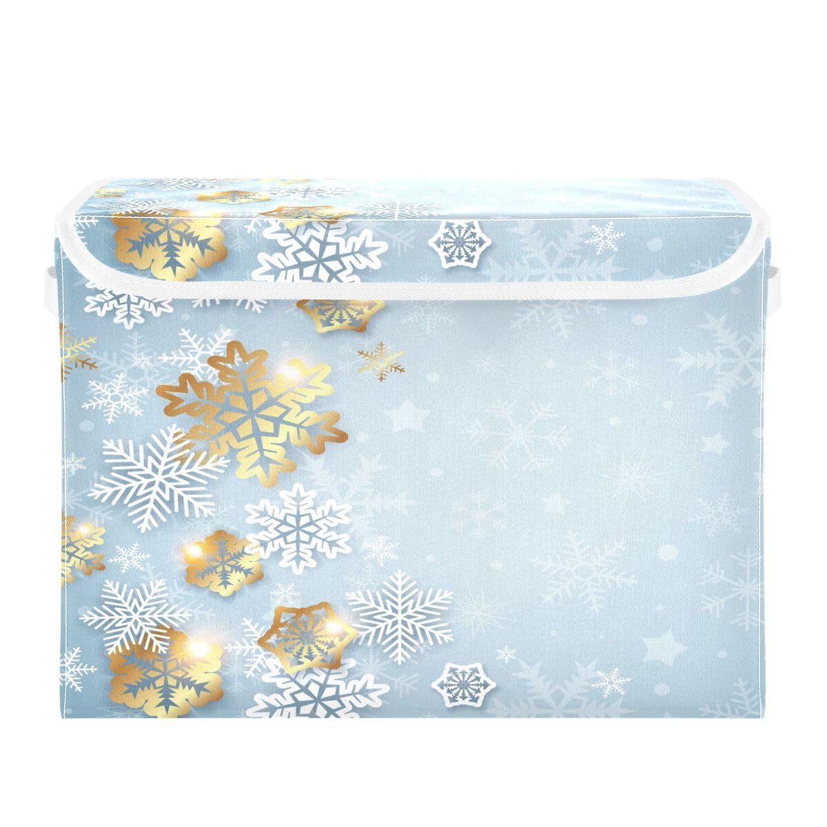 Senya Foldable Storage Bins with Lids - Collapsible Storage Baskets & Organizer Cubes with Golden Snowflake Design for Home, Office, Closet, Shelves, Toys & Nursery - Perfect for Space Saving & Home Organization