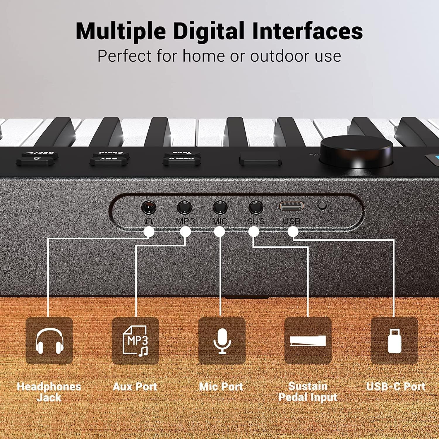 BX20 88键折叠电子钢琴，全尺寸半配重便携键盘，支持USB/MIDI/蓝牙，内置扬声器，含踏板和手提包，适合初学者和家庭娱乐(白色)