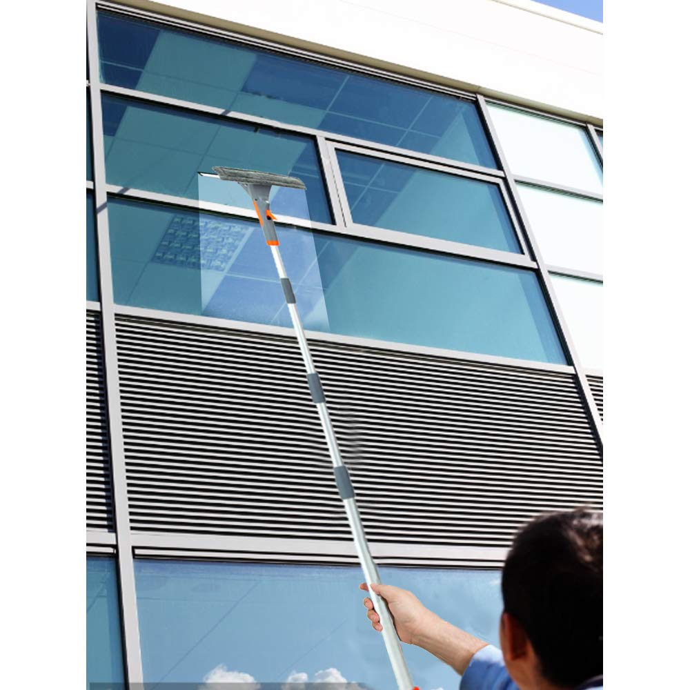 2022 Upgraded 3-in-1 Extendable Window Squeegee with Spray - 76'' Adjustable Window Cleaner Kit for Indoor & Outdoor High Windows (Includes 2 Pads) - Perfect for Hard-to-Reach Windows, Balcony Glass & Skylight Cleaning
