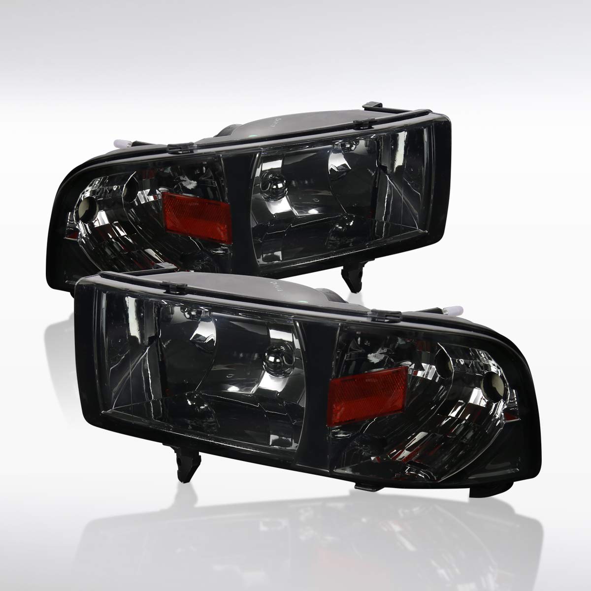 AUTOZENSATION Smoke Lens Headlights Pair Compatible with 1994-2001 Dodge Ram 1500 & 1994-2002 Dodge Ram 2500/3500 - Left & Right Headlamp Replacement for Improved Night Driving Visibility
