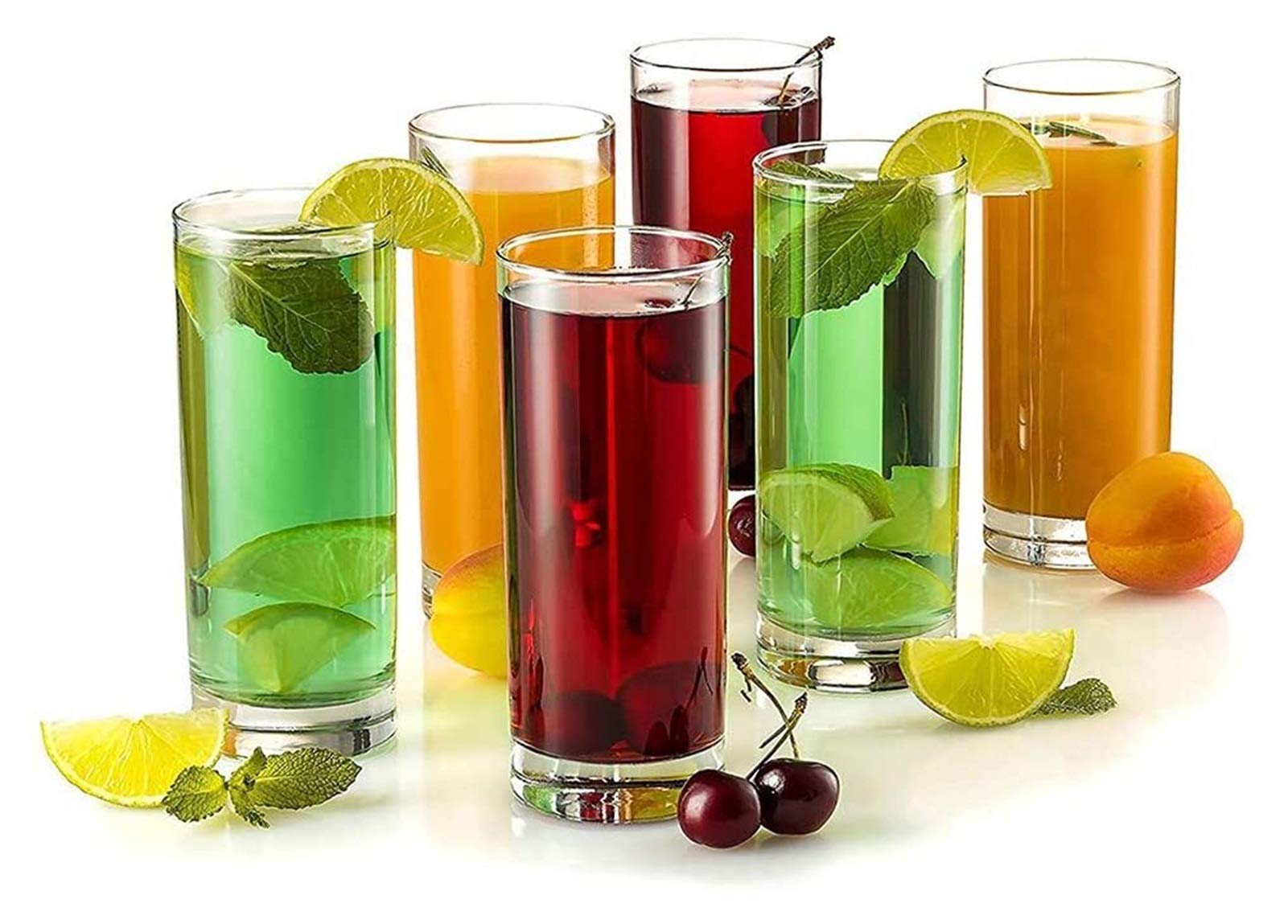 Premium Clear Heavy Base Highball Glasses - 13oz Tall Bar Drinking Glasses for Water, Juice, Beer, Wine, Whiskey & Cocktails - Set of 6 - Perfect for Home Bars, Parties & Entertaining