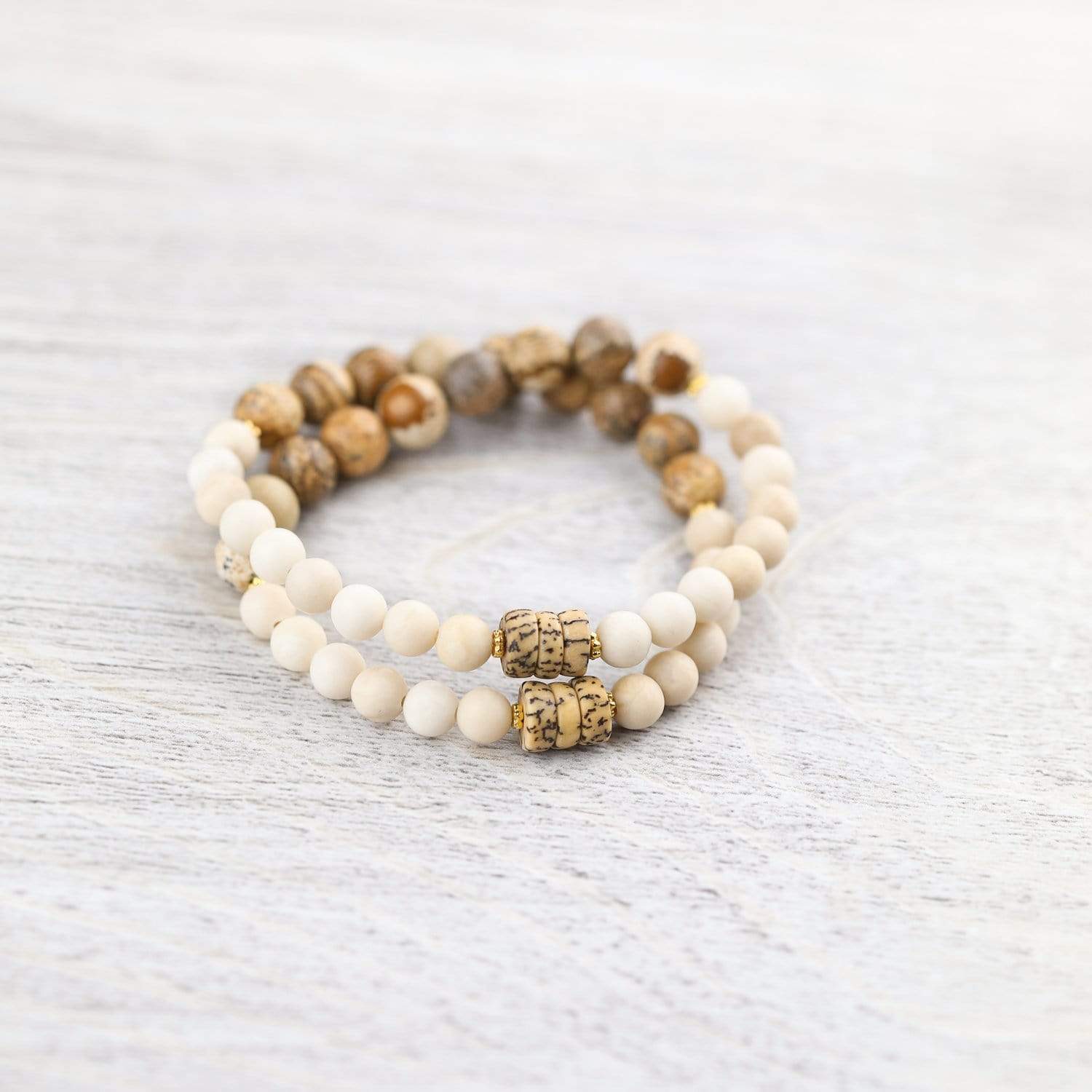 Earth Consciousness Double Wrap Mala Beads - Handmade 108 Prayer Beads for Meditation, Yoga & Spiritual Healing | Natural Gemstone Buddhist Rosary Necklace for Mindfulness Practice & Positive Energy