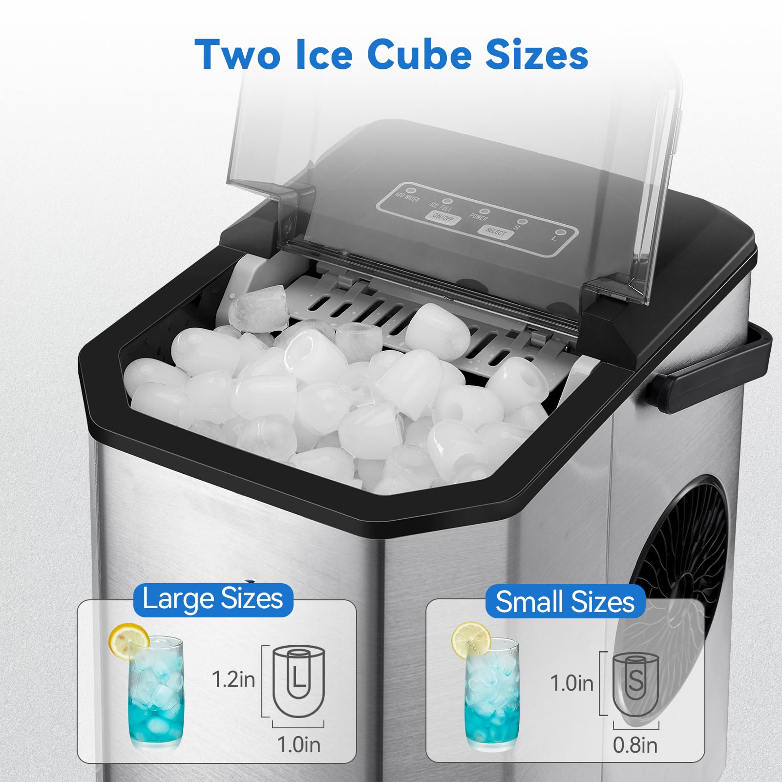 ACONEE Portable Countertop Ice Maker - 26LBs/24H, 9 Ice Cubes in 6 Mins, Self-Cleaning Bullet Nugget Pellet Ice Machine with Ice Scoop Basket & Smart Indicator - Perfect for Home, Office, Parties & Outdoor Activities