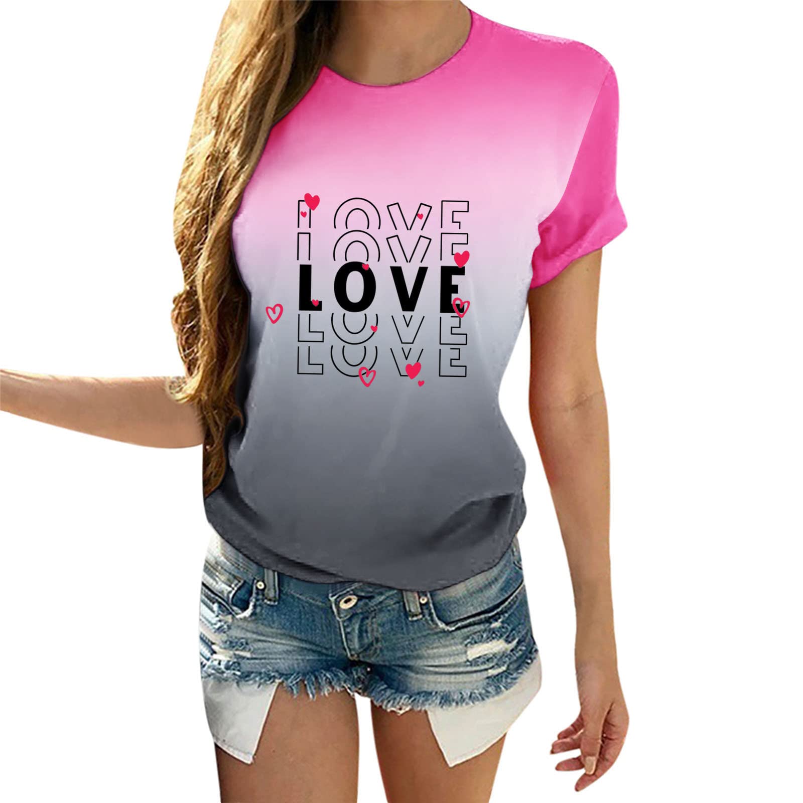 Women's Basic V-Neck T-Shirt - Married Couple Gift, Valentine's Day, Wedding Love Print Short Sleeve Tee | Perfect for Anniversary Gifts, Date Nights & Romantic Occasions