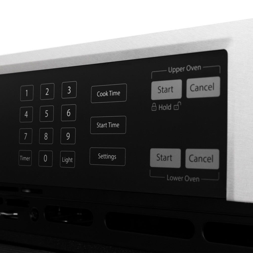 ZLINE 30 Inch Professional True Convection Double Wall Oven with Air Fry & Self-Clean - Satin Stainless Steel, White Matte Doors & Matte Black Handles - Perfect for Home Chefs & Modern Kitchens (WADSZ WM 30 MB)