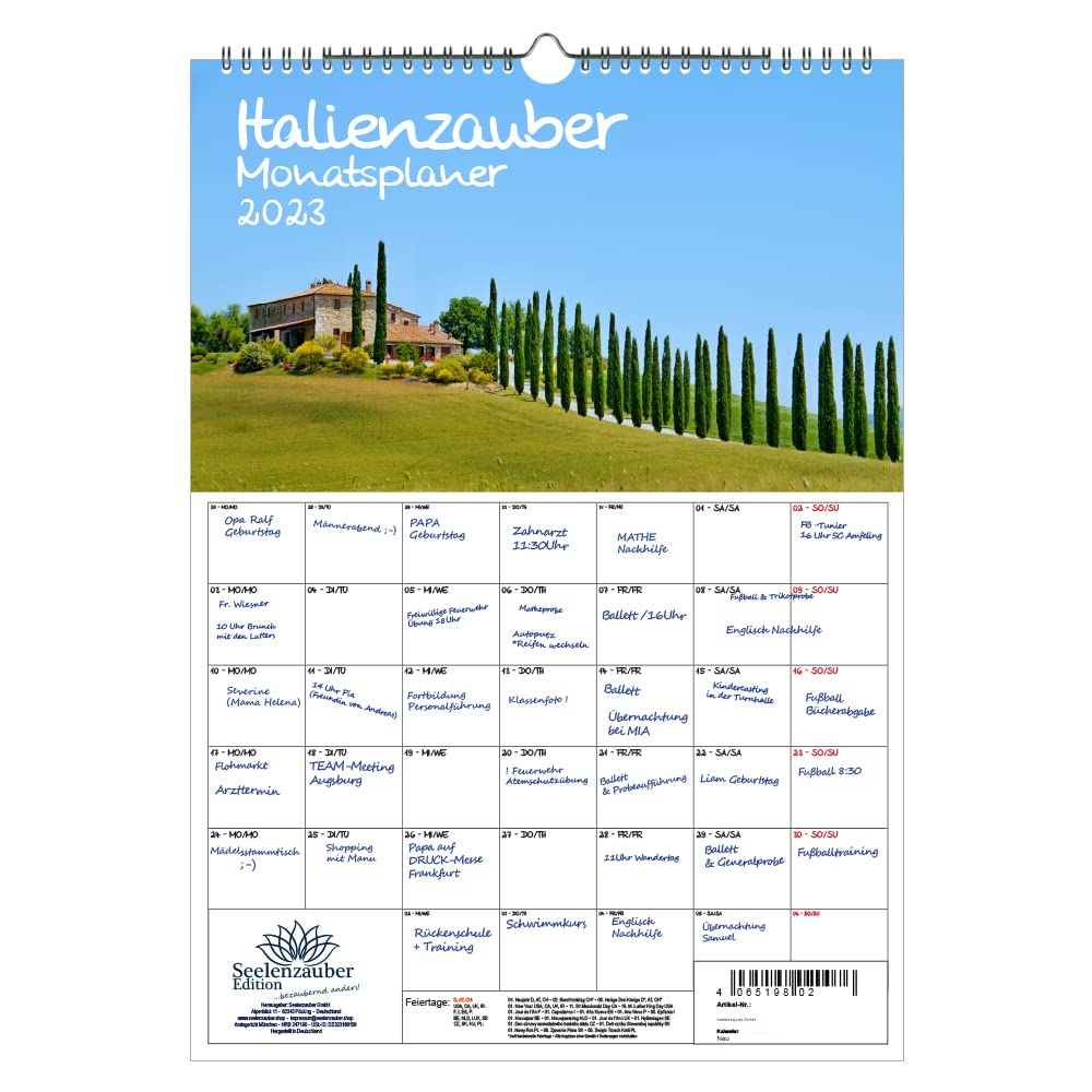 Italian Magic Planner DIN A3 - 2023 Calendar with Soul Magic Design - Perfect for Home, Office & Gift Giving