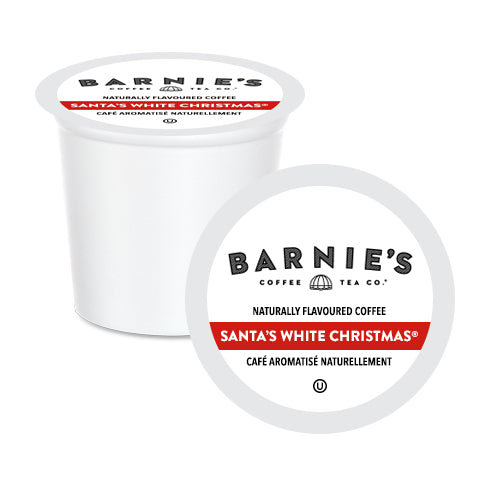 Barnie's Santa's White Christmas Single Serve Coffee Pods - 24 Pack Holiday Blend for Keurig Brewers - Perfect for Christmas Morning & Winter Gatherings