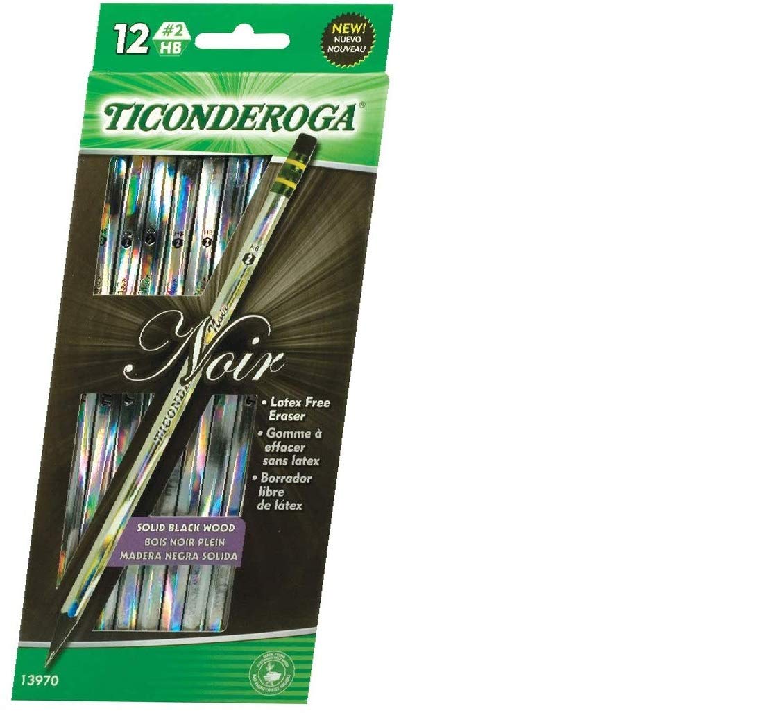 Ticonderoga Noir #2 Pencils, 12-Count Box (5 Pack) - Perfect for School & Office