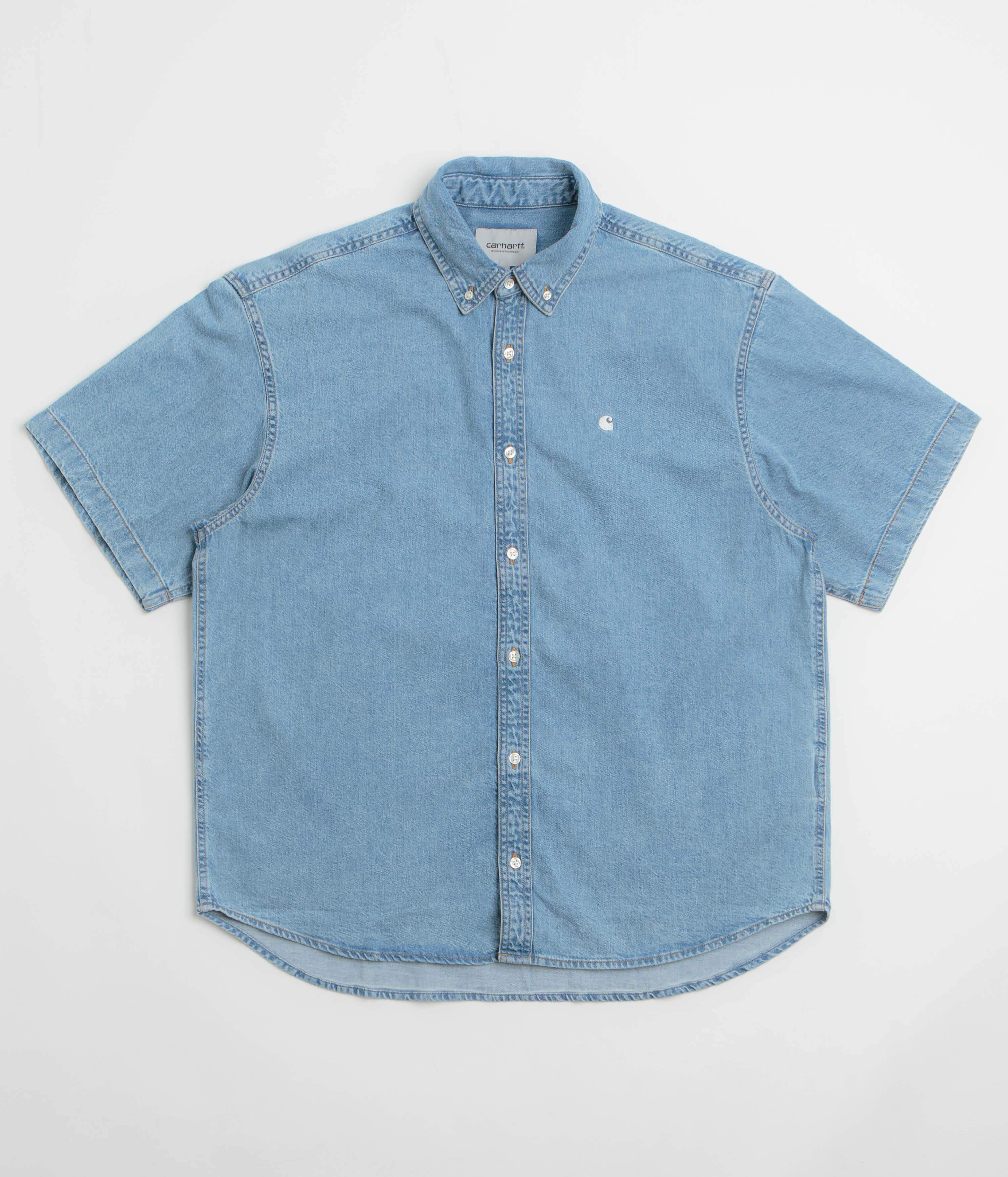Carhartt Lucas Short Sleeve Work Shirt for Men - Durable Cotton Blue T-Shirt - Perfect for Construction, Outdoor Work & Casual Wear