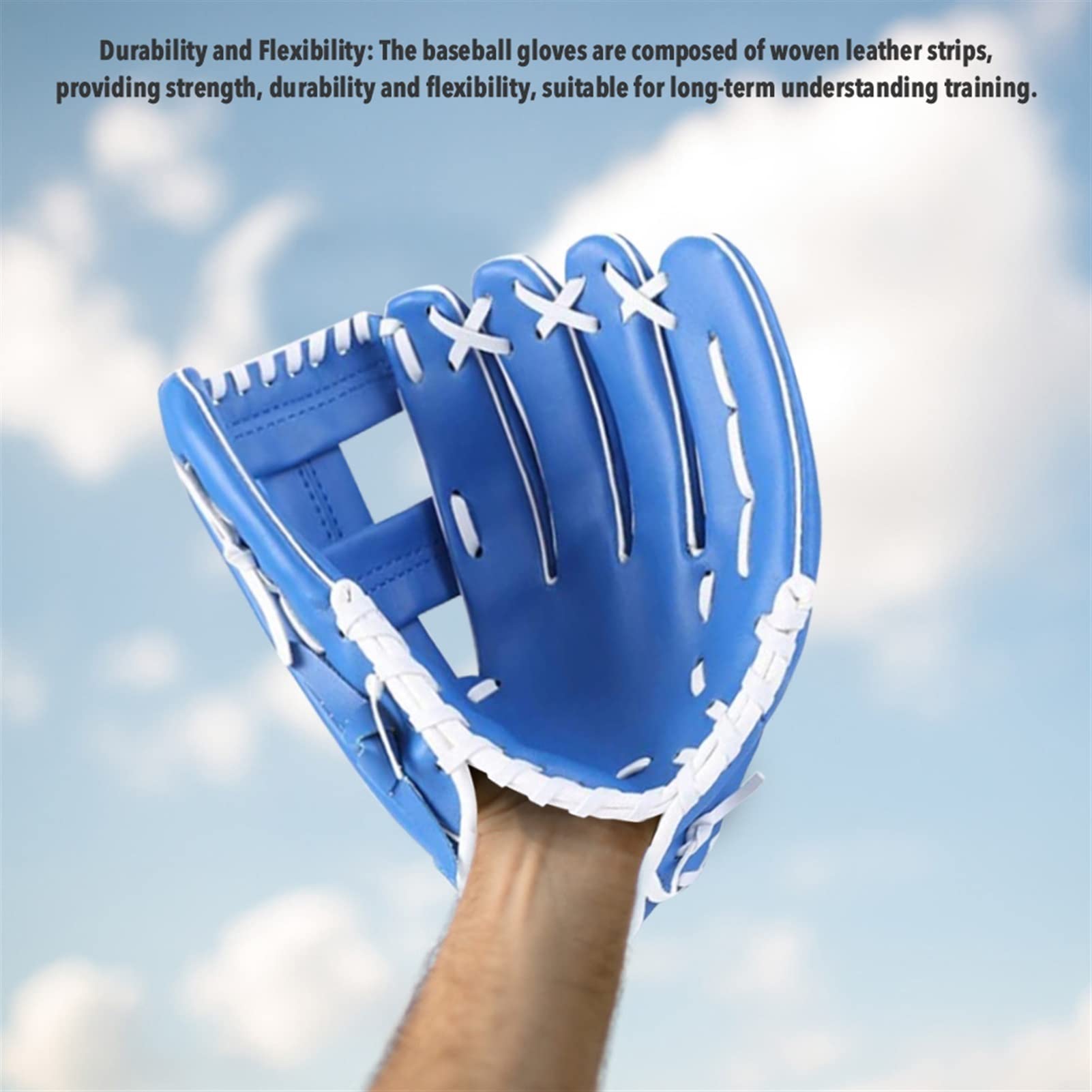 Premium 11.5 Inch Blue Baseball & Softball Gloves - Comfortable, Durable with Adjustable Shoulder Straps for Youth & Adult Players - Perfect for Training, Games & Outdoor Sports Activities