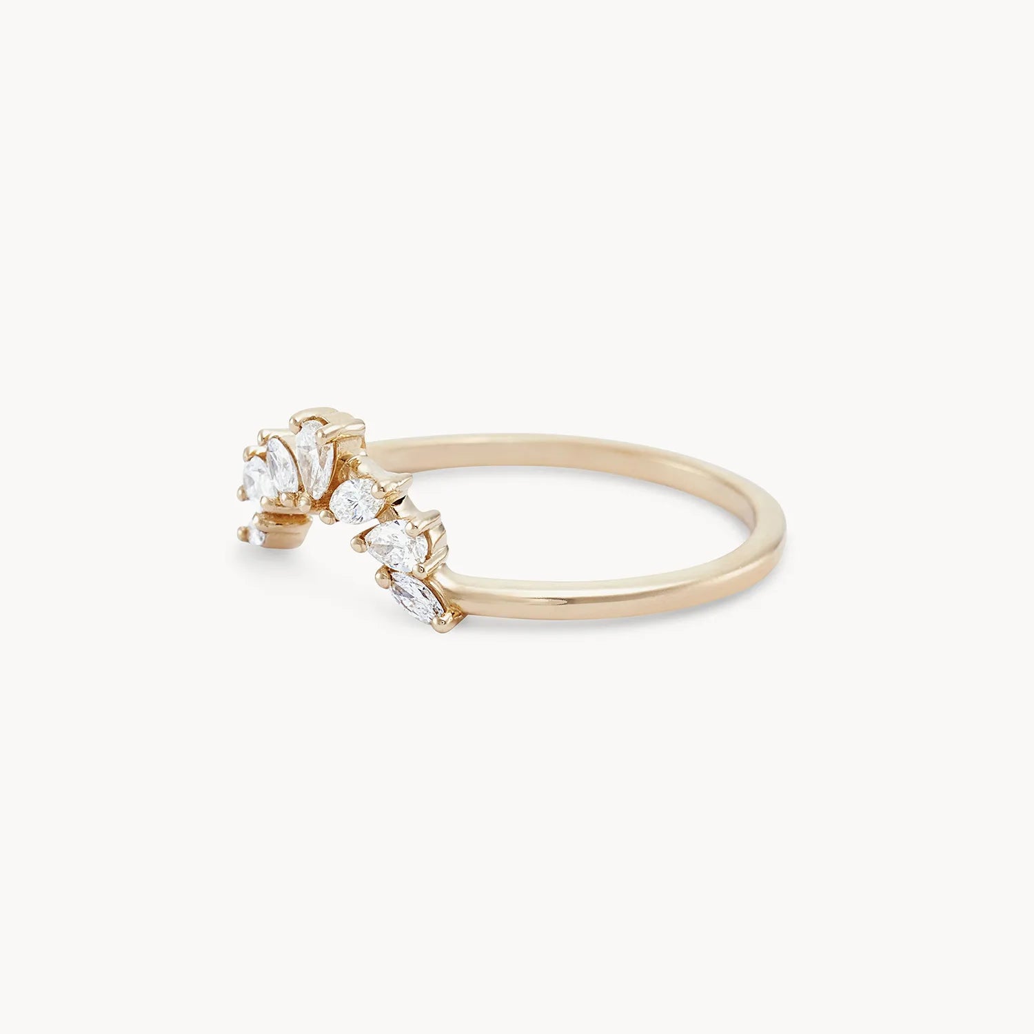 14K Yellow Gold & White Diamond Ablaze Band Ring - Elegant Wedding, Engagement, or Anniversary Jewelry for Women