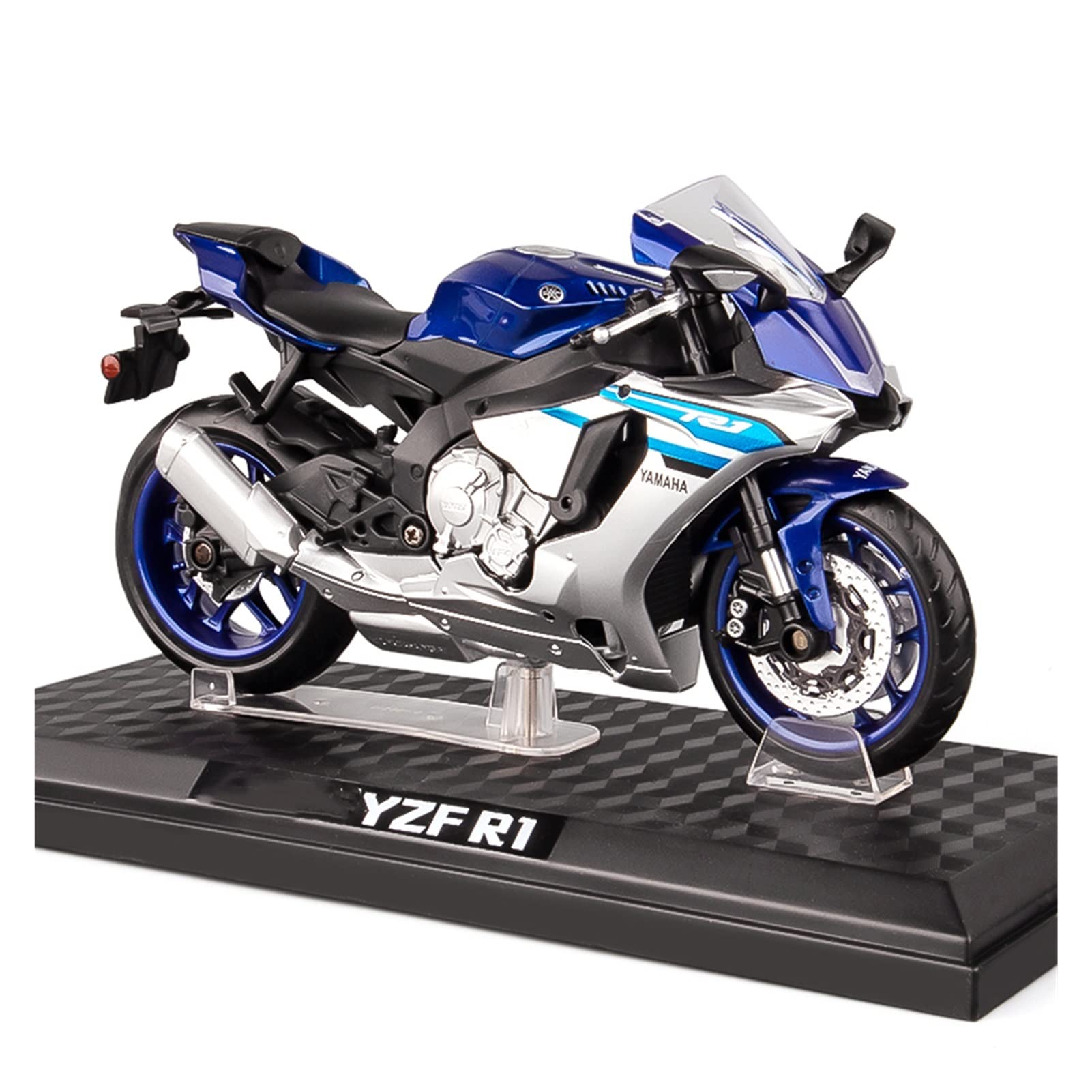 1/12 Scale Yamaha YZF R1 Alloy Die Cast Motorcycle Model - Blue Collectible Toy for Adults, Vintage Bike Display & Gift for Motorcycle Enthusiasts - Perfect for Home Office Decoration, Man Cave Display & Nostalgic Collections
