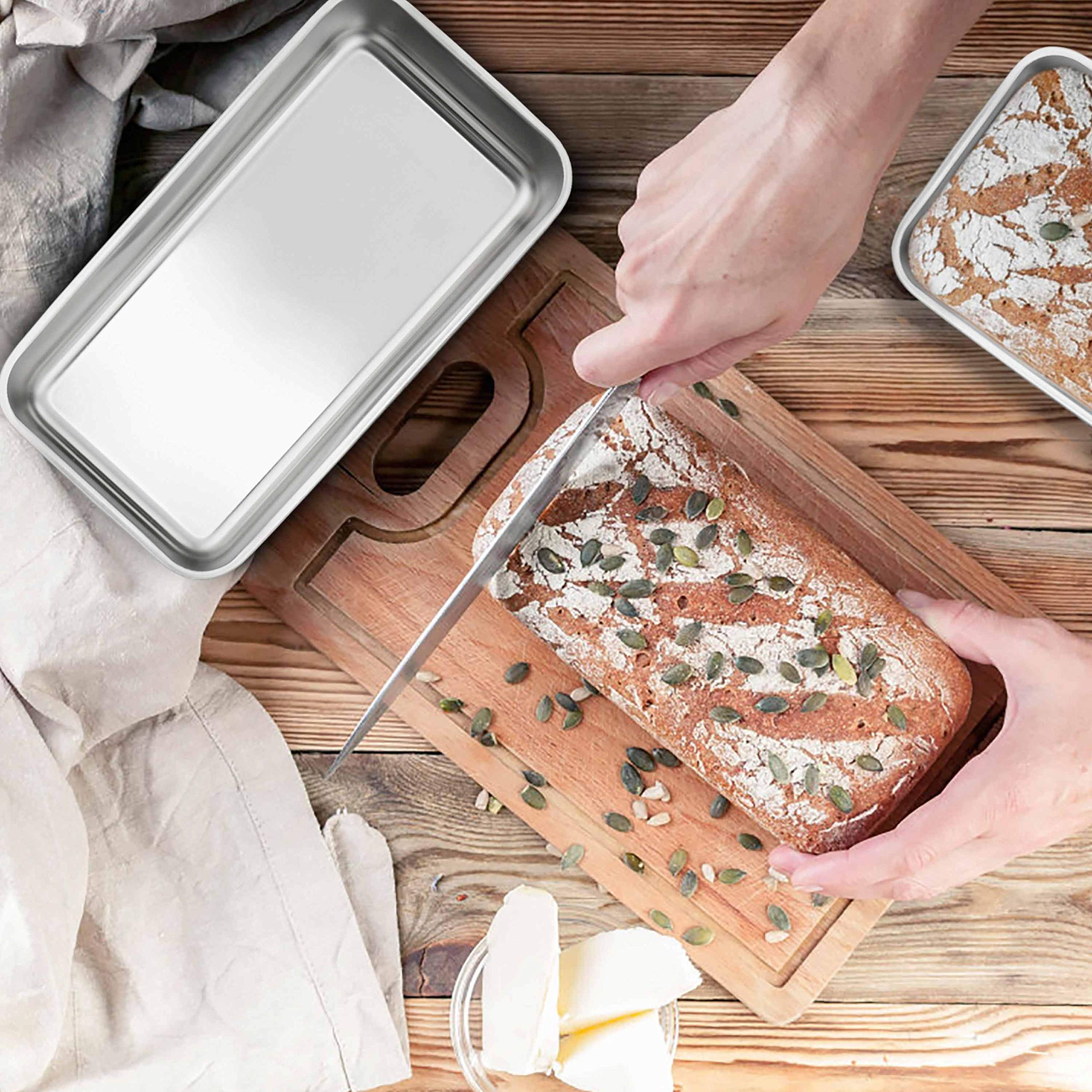Premium Stainless Steel Loaf Pans for Baking Bread & Meatloaf - 9¼