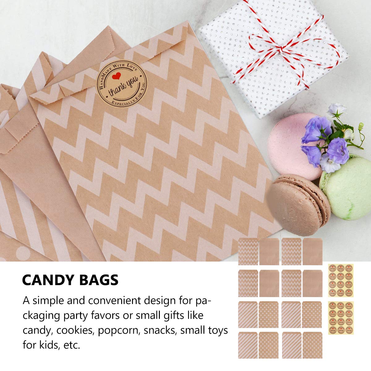 48-Piece Kraft Paper Treat Bags for Halloween Party, Breakfast Snacks, Cookies & Bread - Eco-Friendly Food Packaging for Parties, School Events & Gift Giving