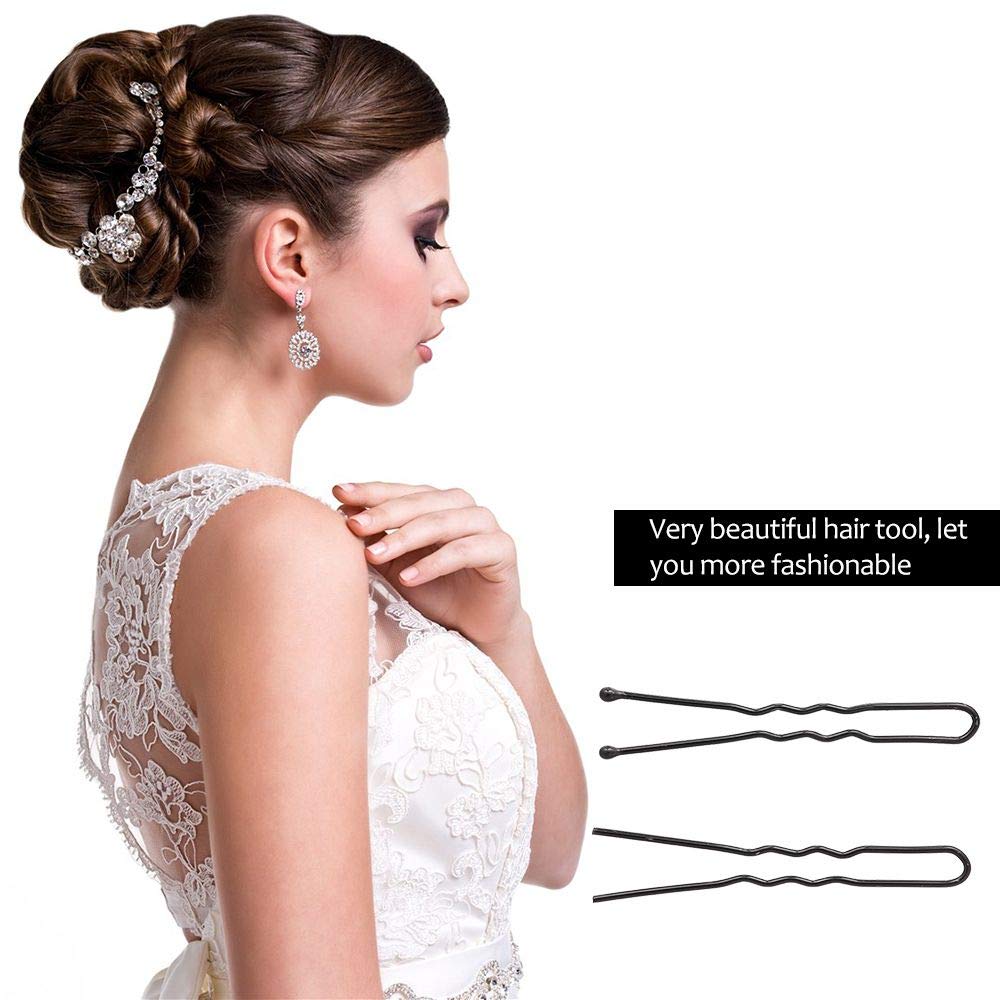 120 Pcs Black U-Shaped Bobby Pins - Small Waved Hair Clips for Women, Salon Grip Barrette Hair Accessories, DIY Hairstyling, Ponytail & Updo Holders (Perfect for Daily Use, Weddings & Special Events)