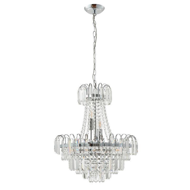 Amadis Clear Faceted Glass & Chrome Pendant Ceiling Light - Modern Crystal Chandelier for Dining Room, Kitchen Island & Bedroom Lighting