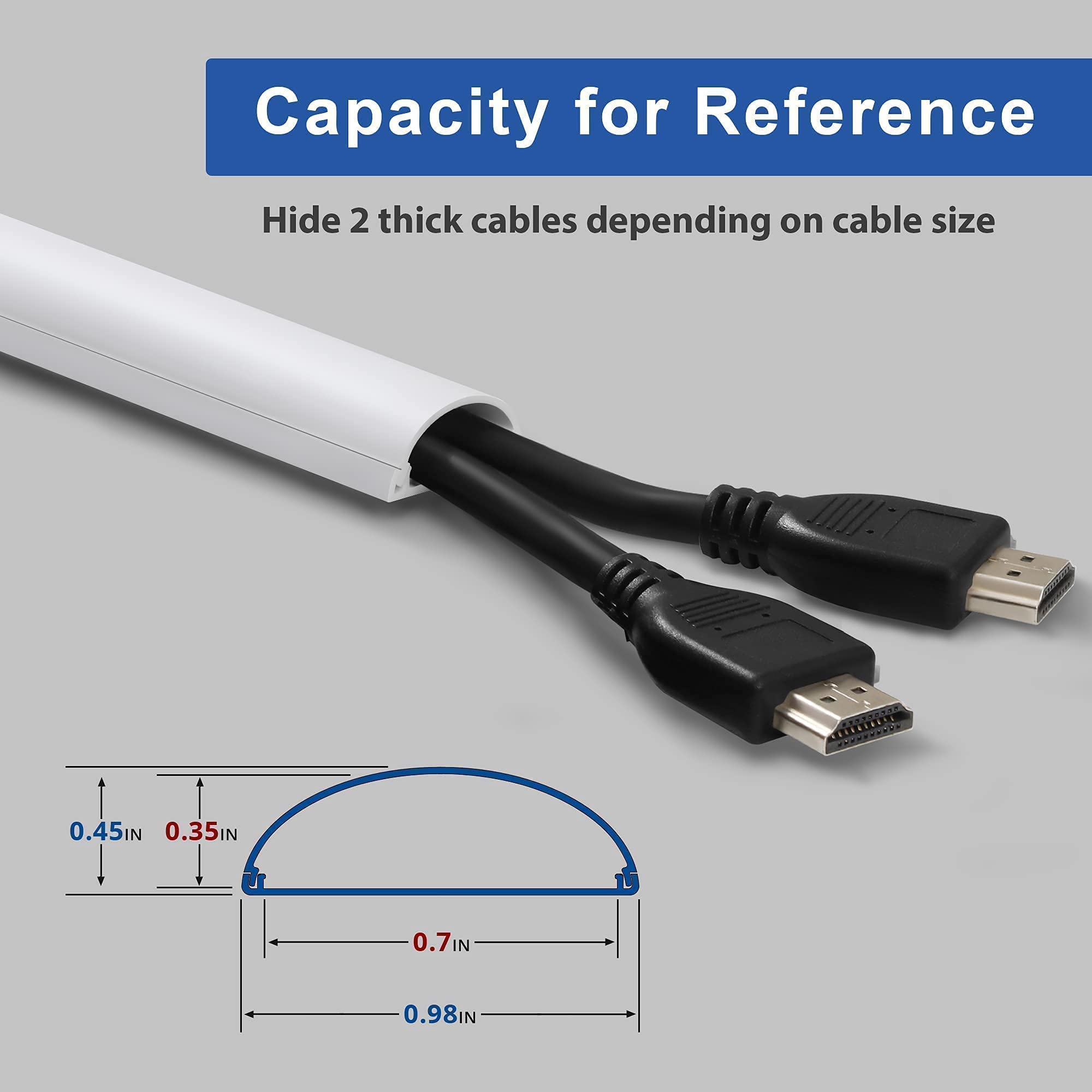 ZhiYo 78-inch Cable Concealer Kit for Wall Mounted TV - 31.5-inch Cord Cover Channel System - Hide Wires for Home Theater, Gaming Setup & Office Organization (White)