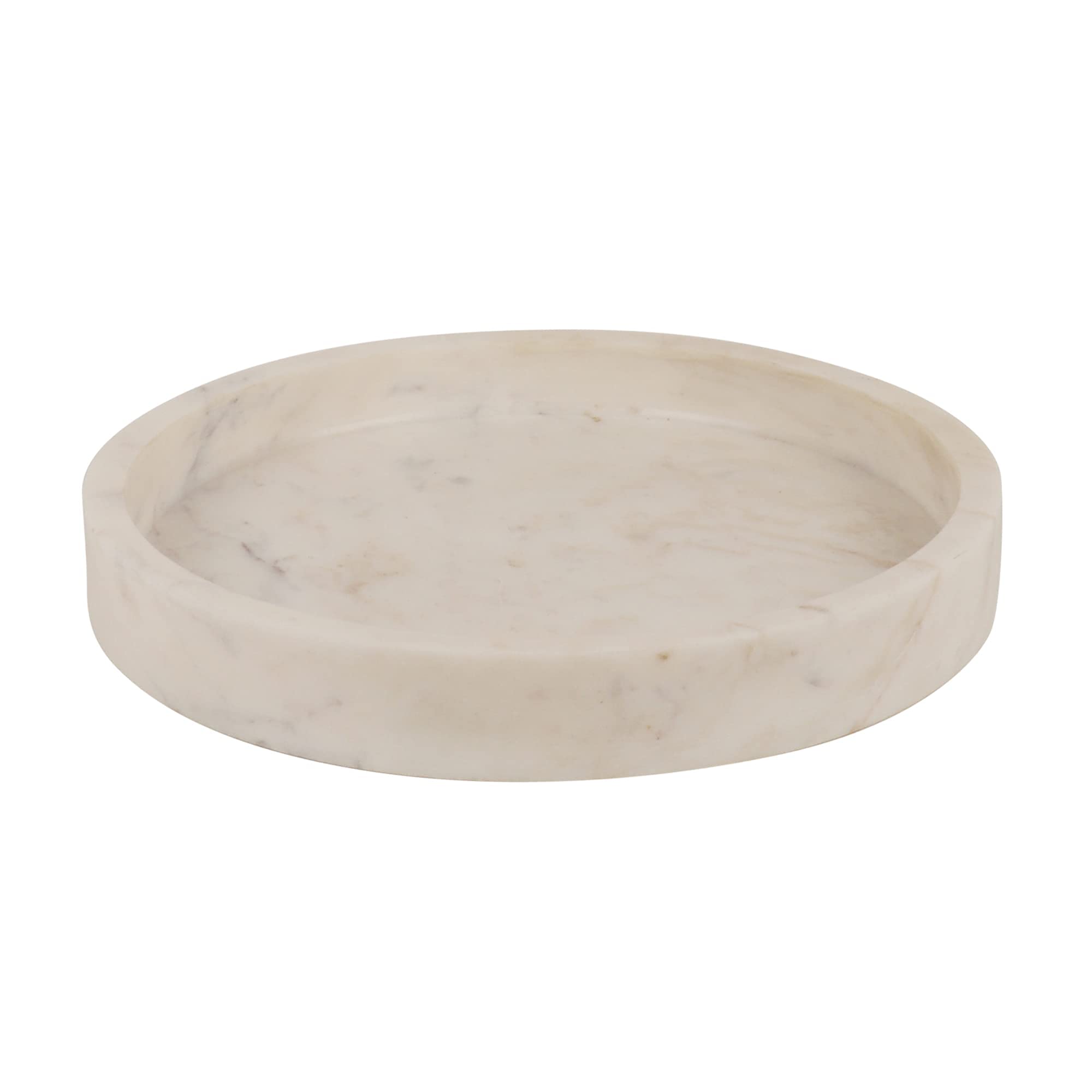 NikkisPride Handmade Marble Tray - Round Decorative Vanity Tray for Bathroom & Kitchen Countertop | Perfect for Jewelry Display, Soap Holder & Home Decor (Made in India)