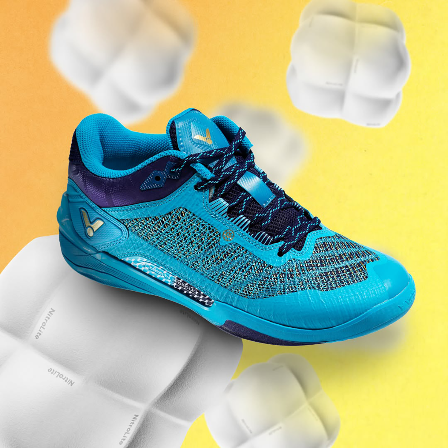 Victor VG2 NitroLite Volleyball Shoes for Women - Lightweight Court Shoes with Cushioning - Turkey Blue - Perfect for Indoor Volleyball, Badminton & Tennis Matches