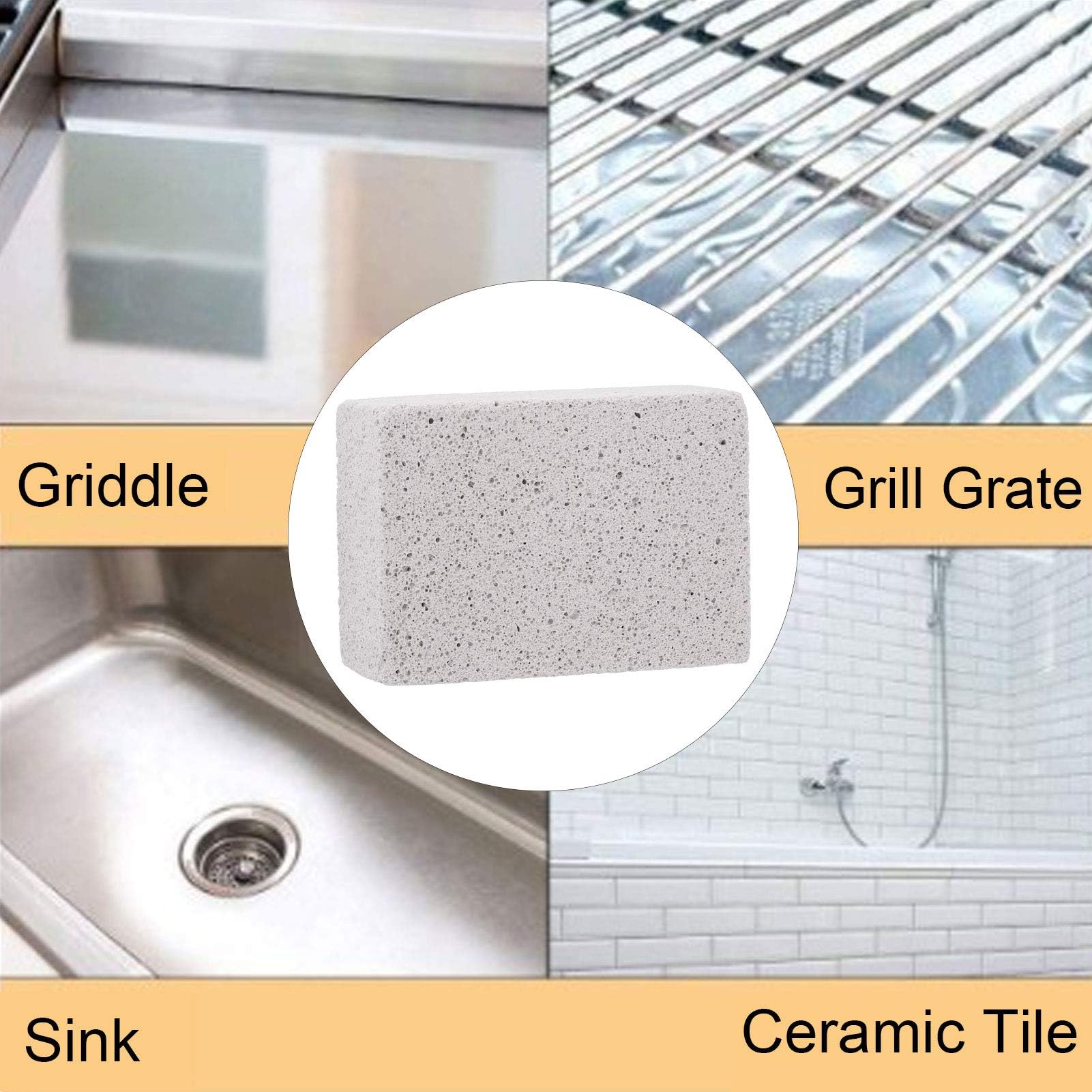 Cyrank 4-Piece Pumice Stone Grill Cleaner Set - Reusable BBQ Grill Brick Scraper for Charcoal, Gas & Electric Grills - Perfect for Outdoor Cooking & Backyard Barbecues