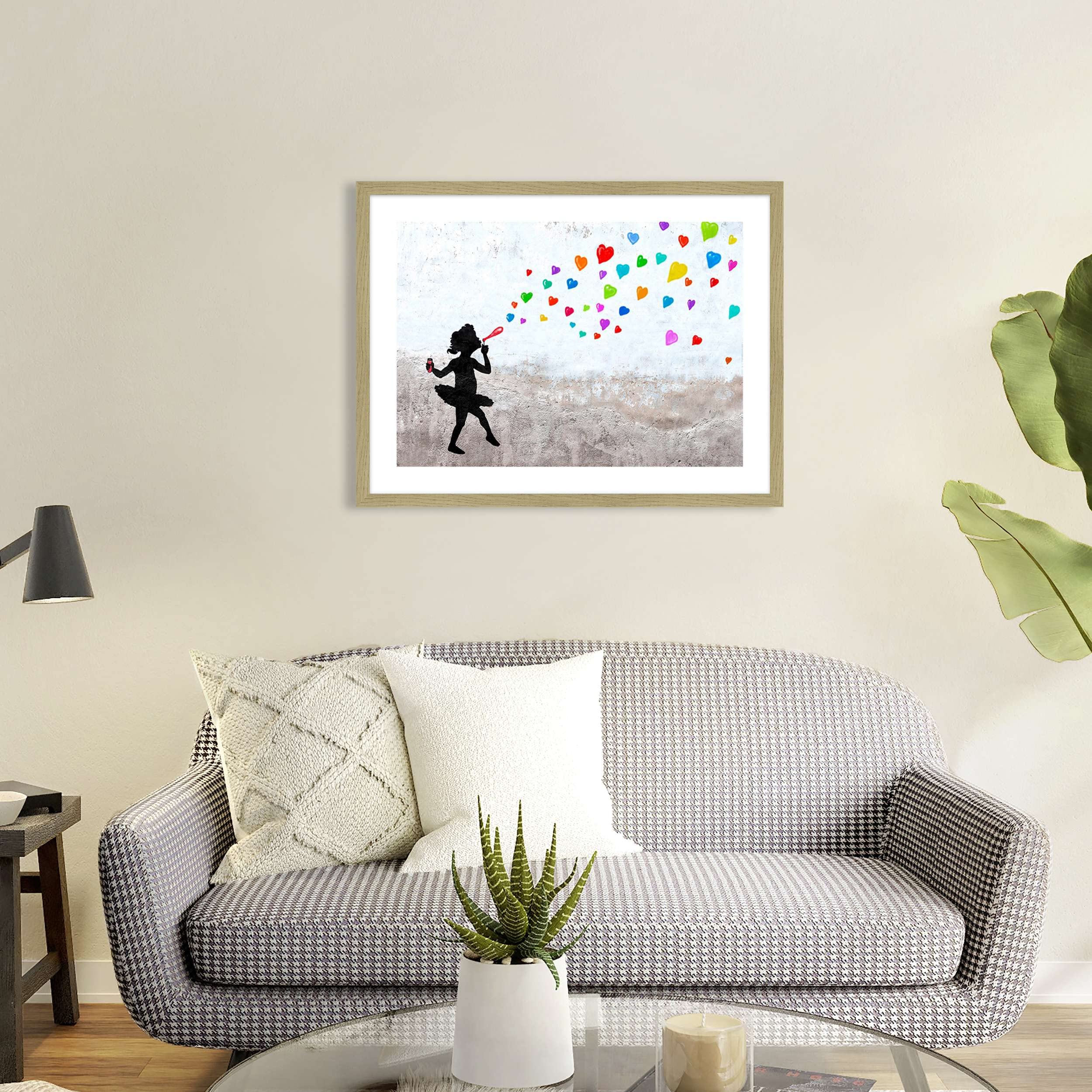 ART PRINT CAFE' – Youth Wall Art by Masterfunk Collective, Love Bubbles Framed Poster with Oak Frame – Perfect for Teen Bedrooms, Dorm Decor & Gift Ideas