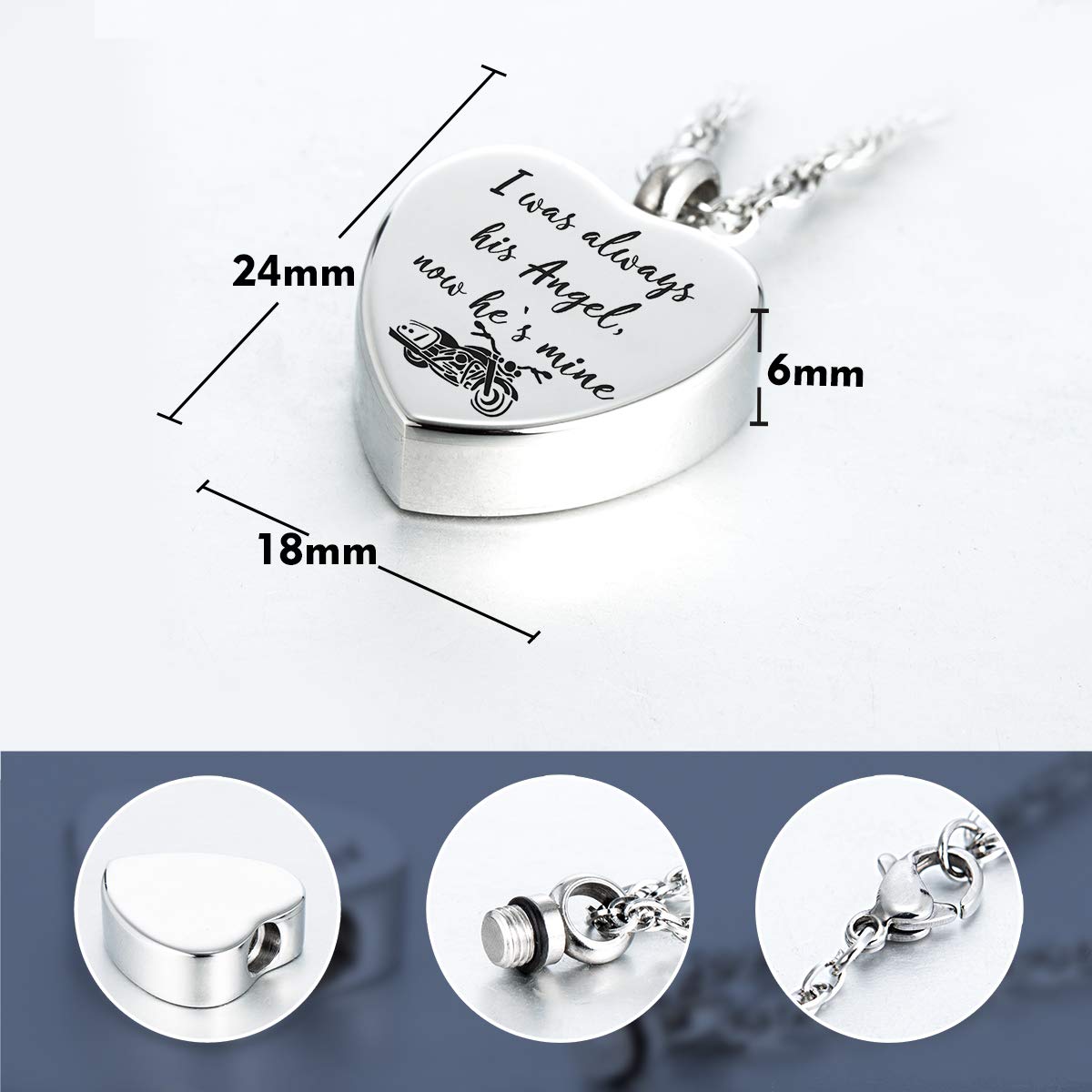 Motorcycle Urn Necklace for Ashes - Rider Memorial Jewelry for Bikers
