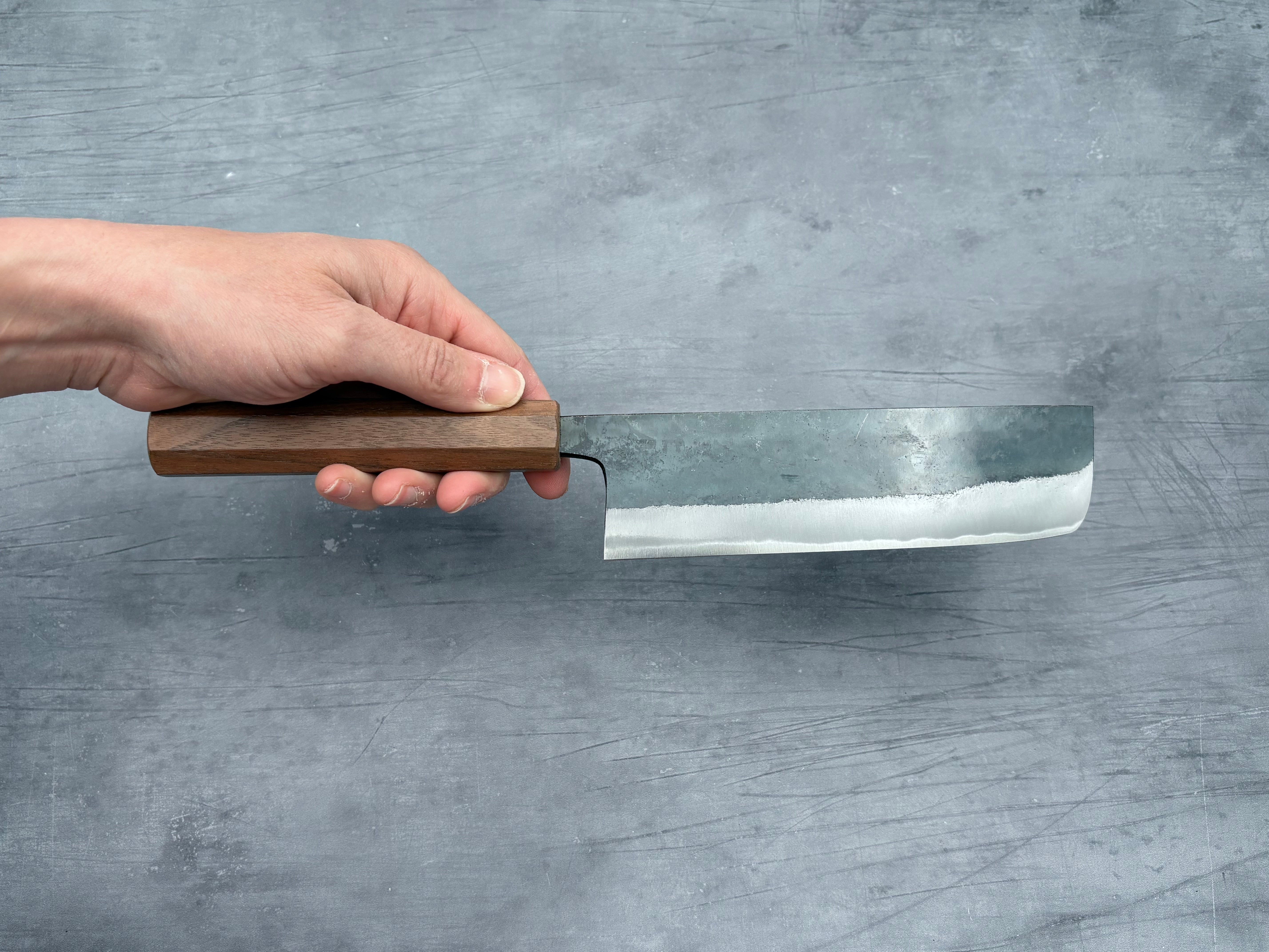 Premium Japanese Nakiri Knife - Blue #1 Steel Blade for Professional Chefs & Home Cooking - Perfect for Slicing Vegetables, Herbs & Sushi Prep