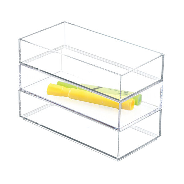 Clear Plastic Drawer Organizer 4 x 8 x 2 Inches - Small Storage Bins for Kitchen, Office, Bathroom & Craft Supplies Organization