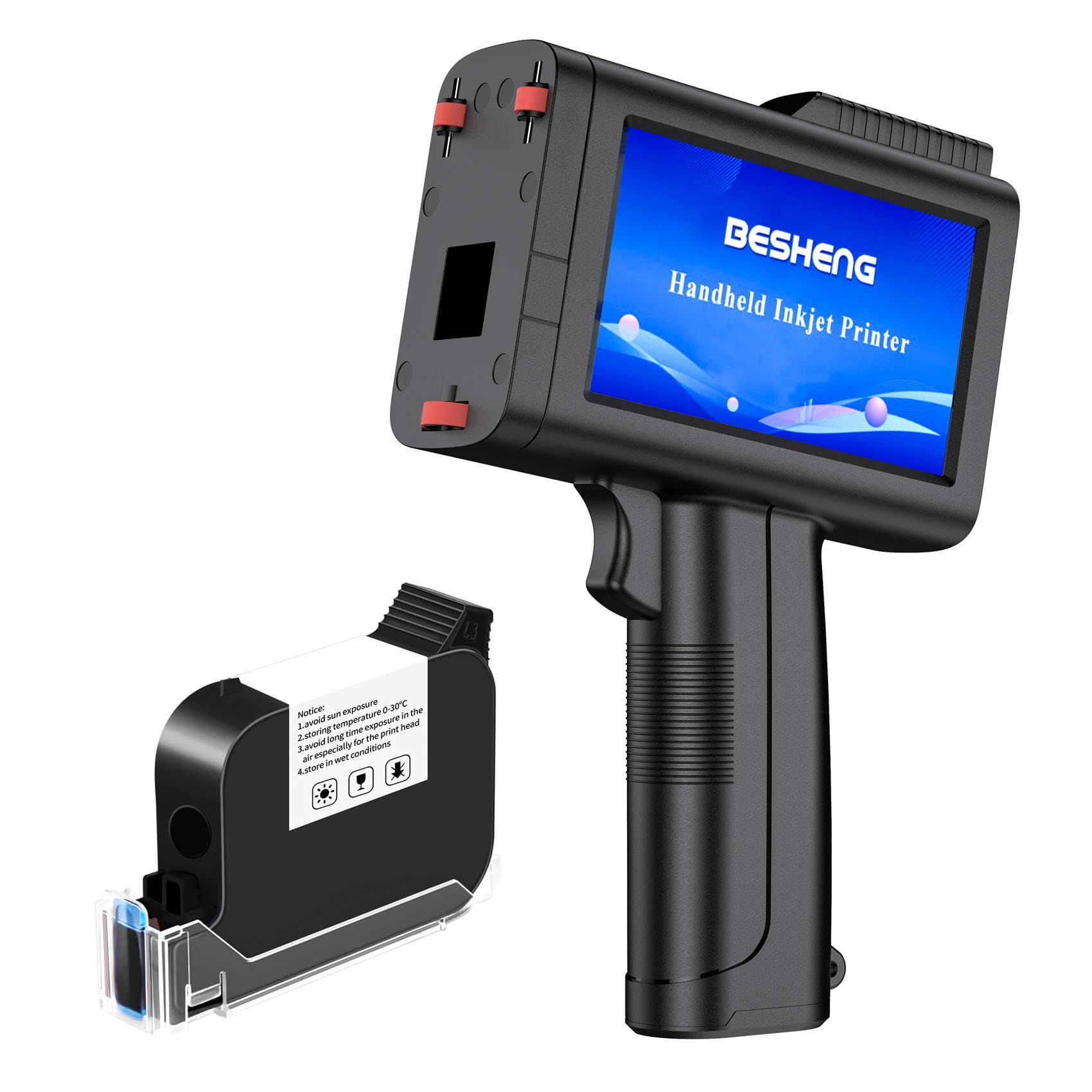 BESHENG TH10 Portable Inkjet Printer - 2~12.7mm Printing Height, Quick-Drying Ink Cartridge for Date/Time/QR Code/Text (Ideal for Food Packaging, Pharmaceutical Labeling & Industrial Product Coding)