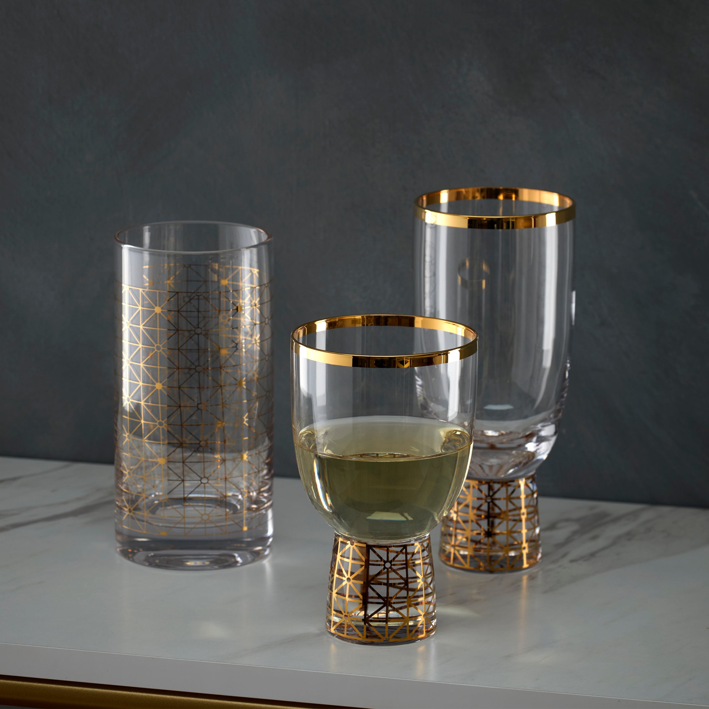 Premium Tuscany Classics Gold Dust Highball Glasses Set of 4 - Elegant Cocktail Glasses for Whiskey, Mojito & Iced Tea - Perfect for Home Bars, Parties & Gifts